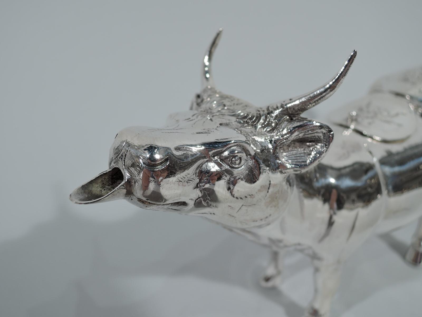 20th Century Antique German Sterling Silver Cow Creamer