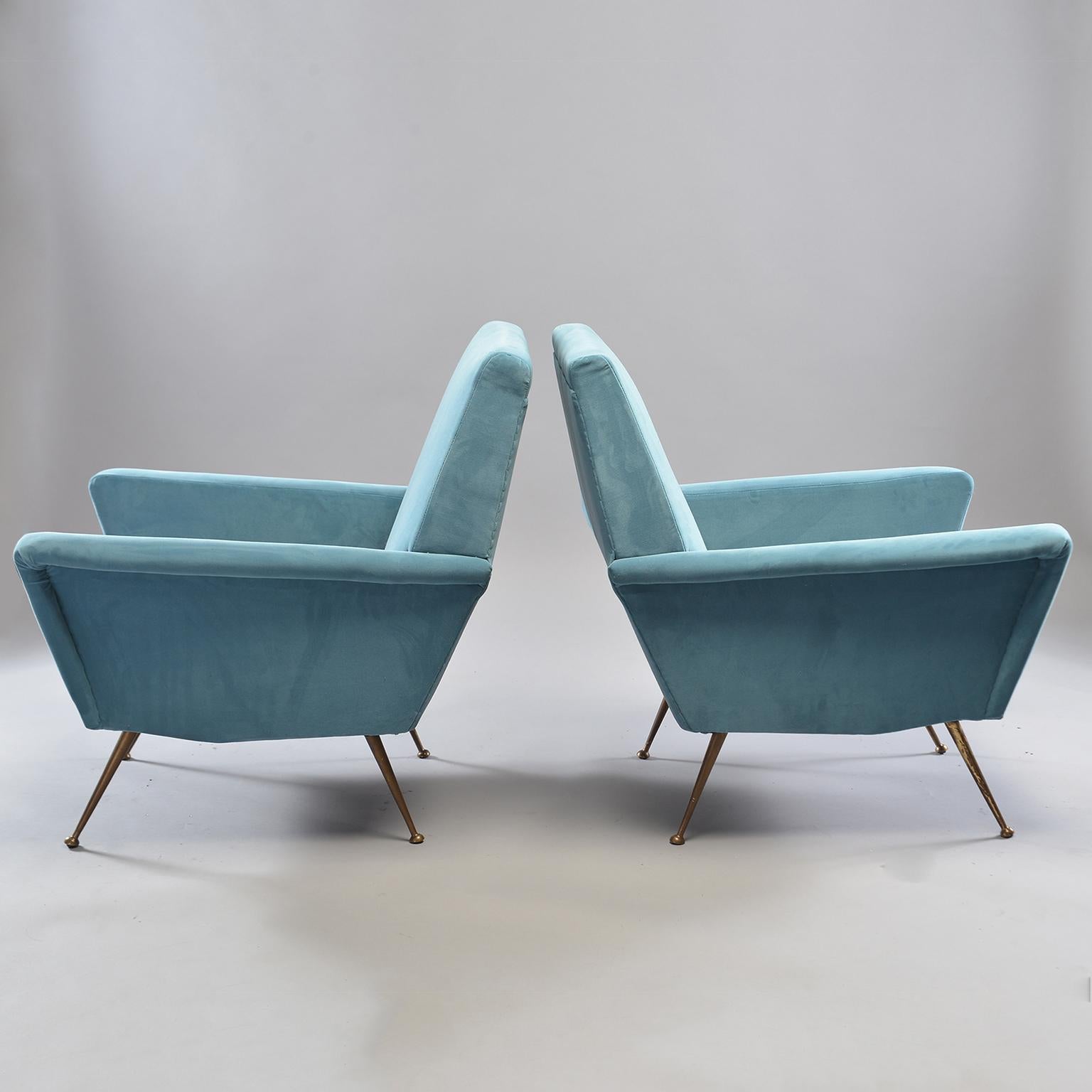 Pair of Midcentury Italian Armchairs with New Upholstery In Good Condition In Troy, MI