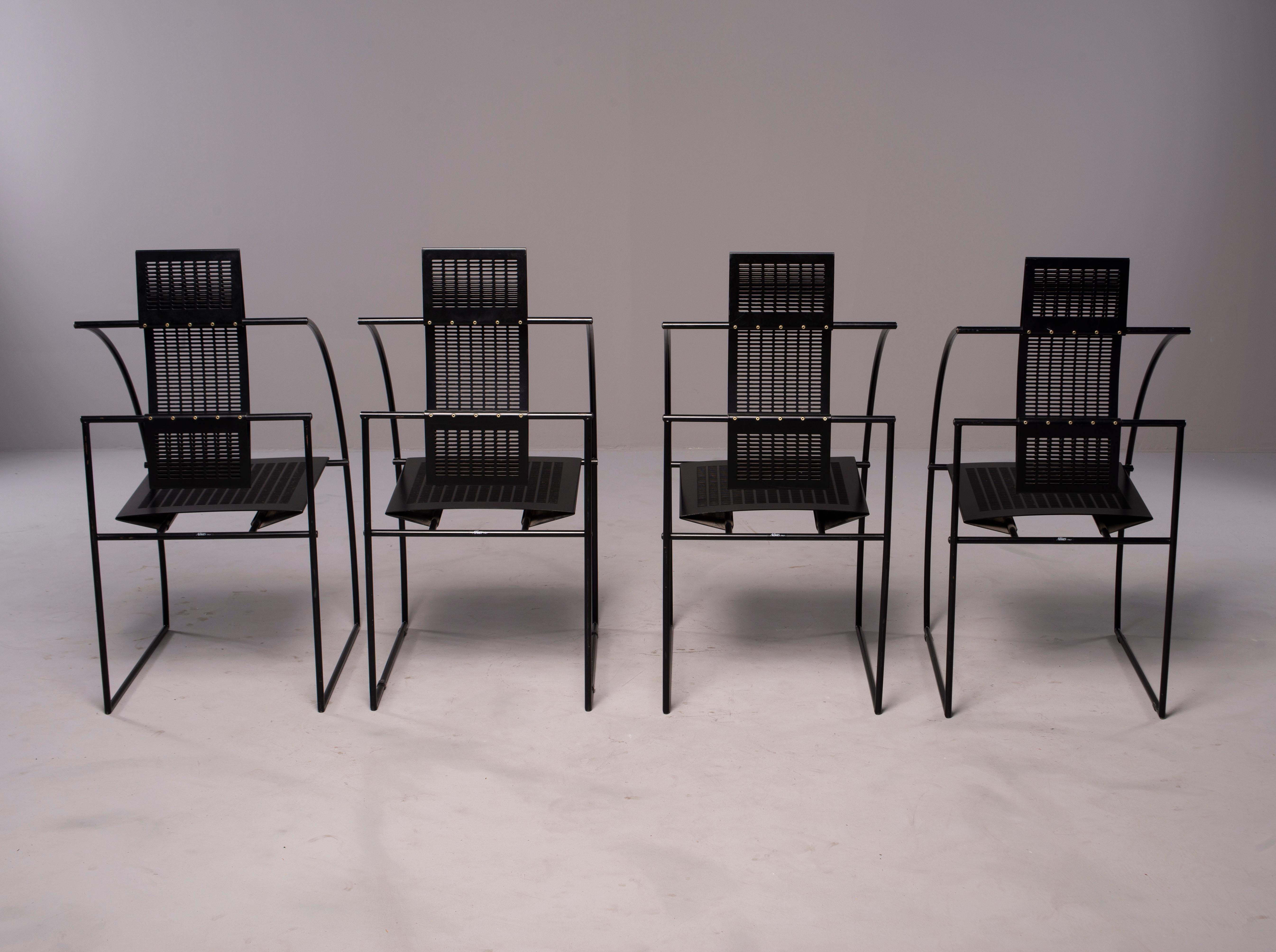 Mid-Century Modern Set of Eight Alias Italian Mario Botta Quinta Op Art Chairs