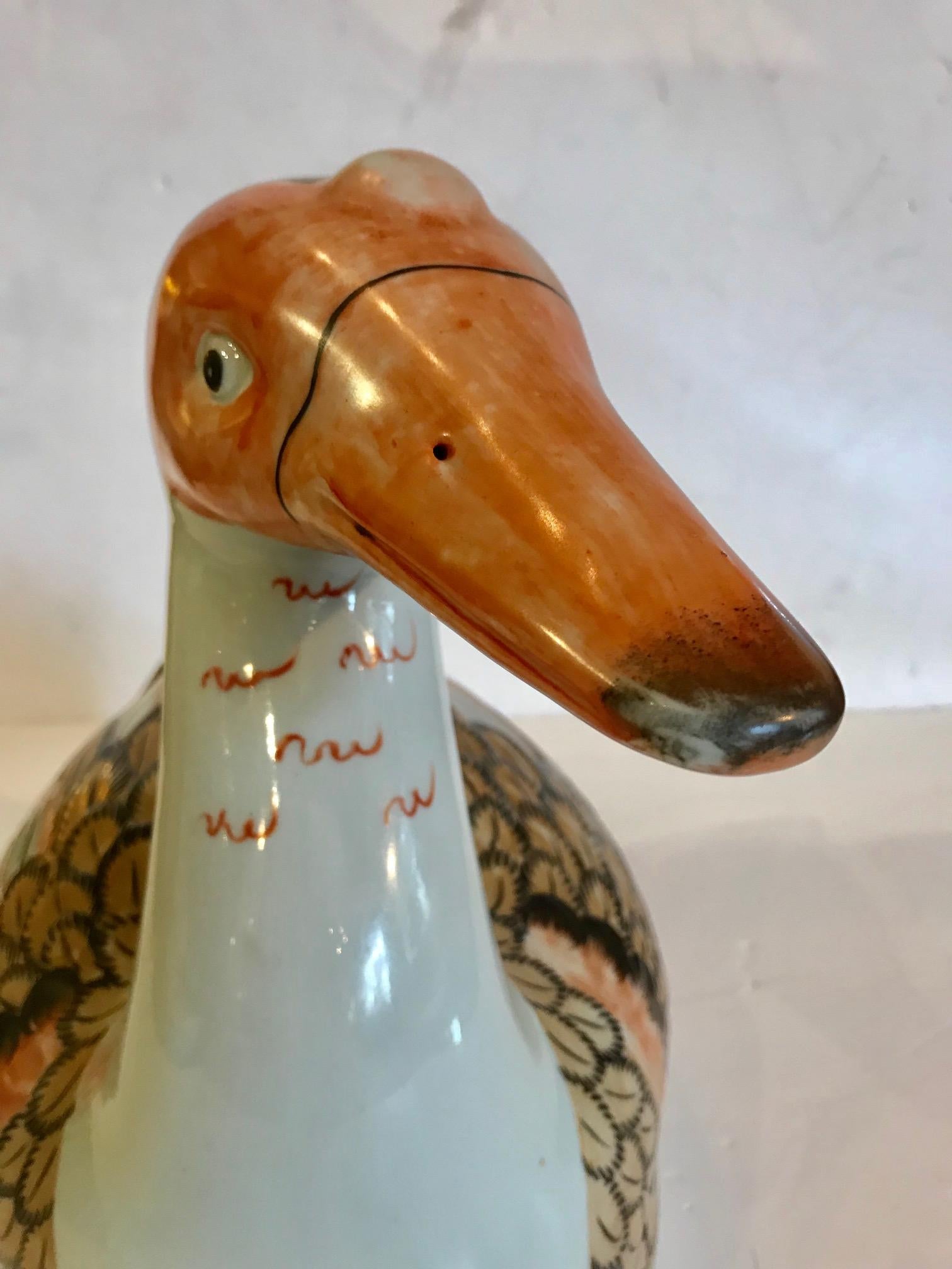Mid-20th Century Wonderful Duck Shaped Chinese Hand-Painted Tureen