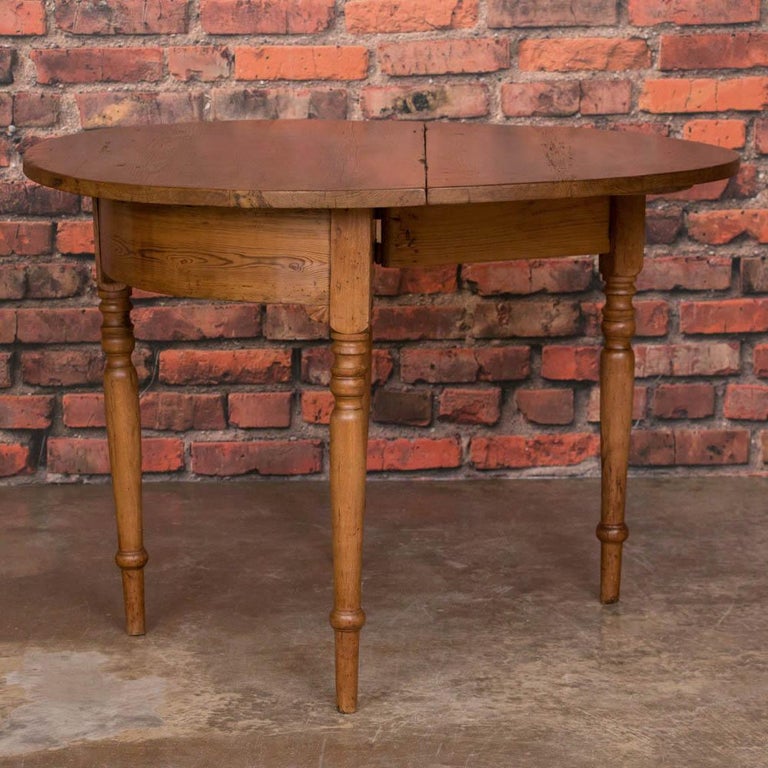 Antique Danish Round Pine Drop Leaf Game Table at 1stDibs