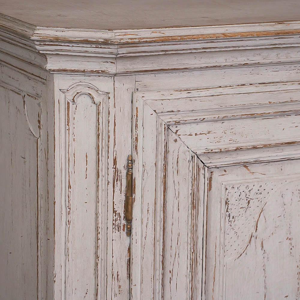 19th Century Antique French Oak Cabinet with Light Gray Paint
