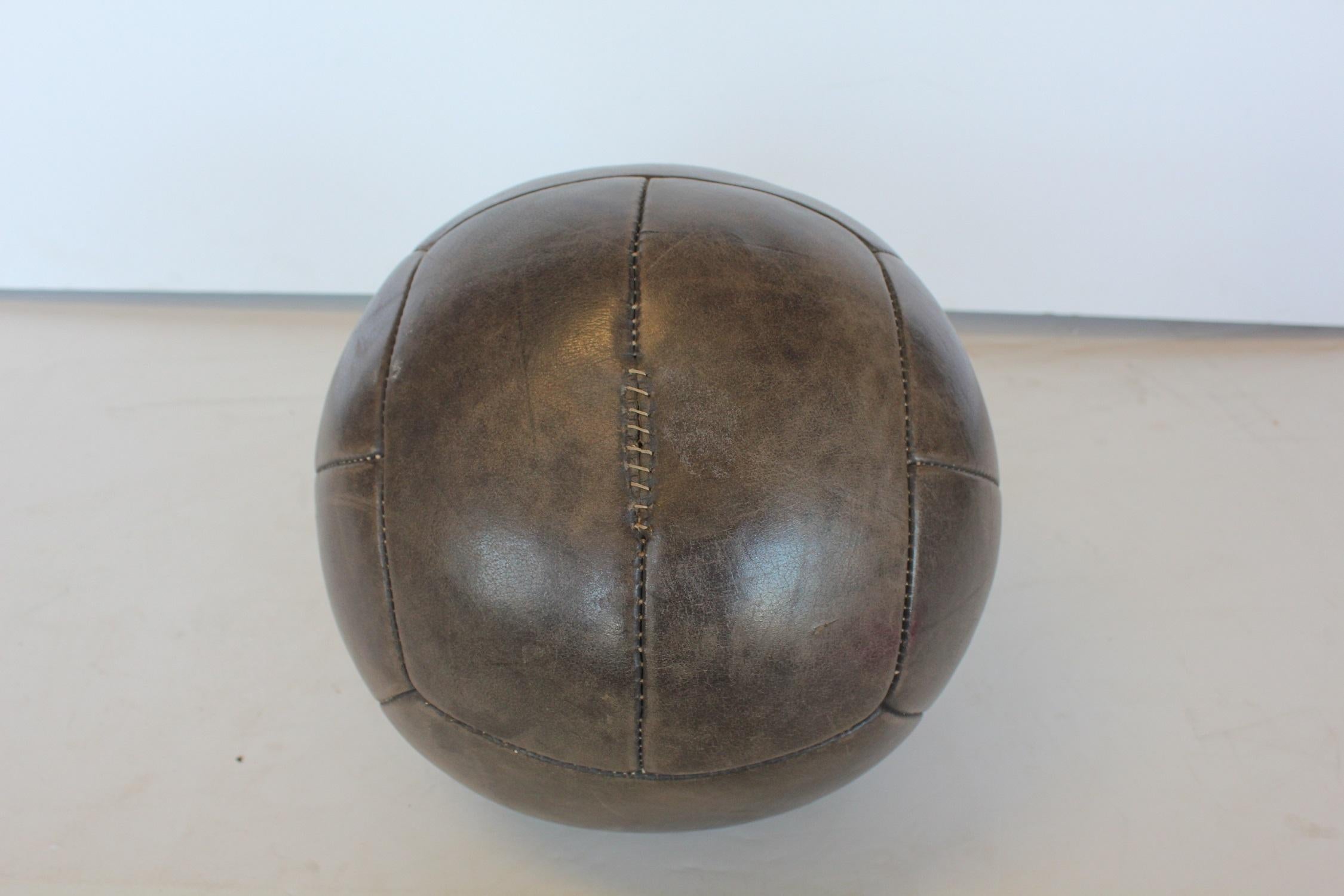 German Large Vintage Hand-Stitched Leather Medicine Ball For Sale