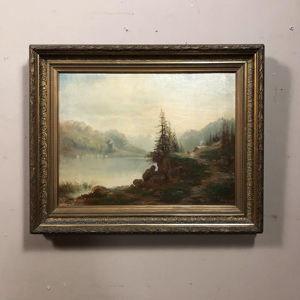 French Pair of 19th Century Framed Oil Paintings on Canvas by Regnier