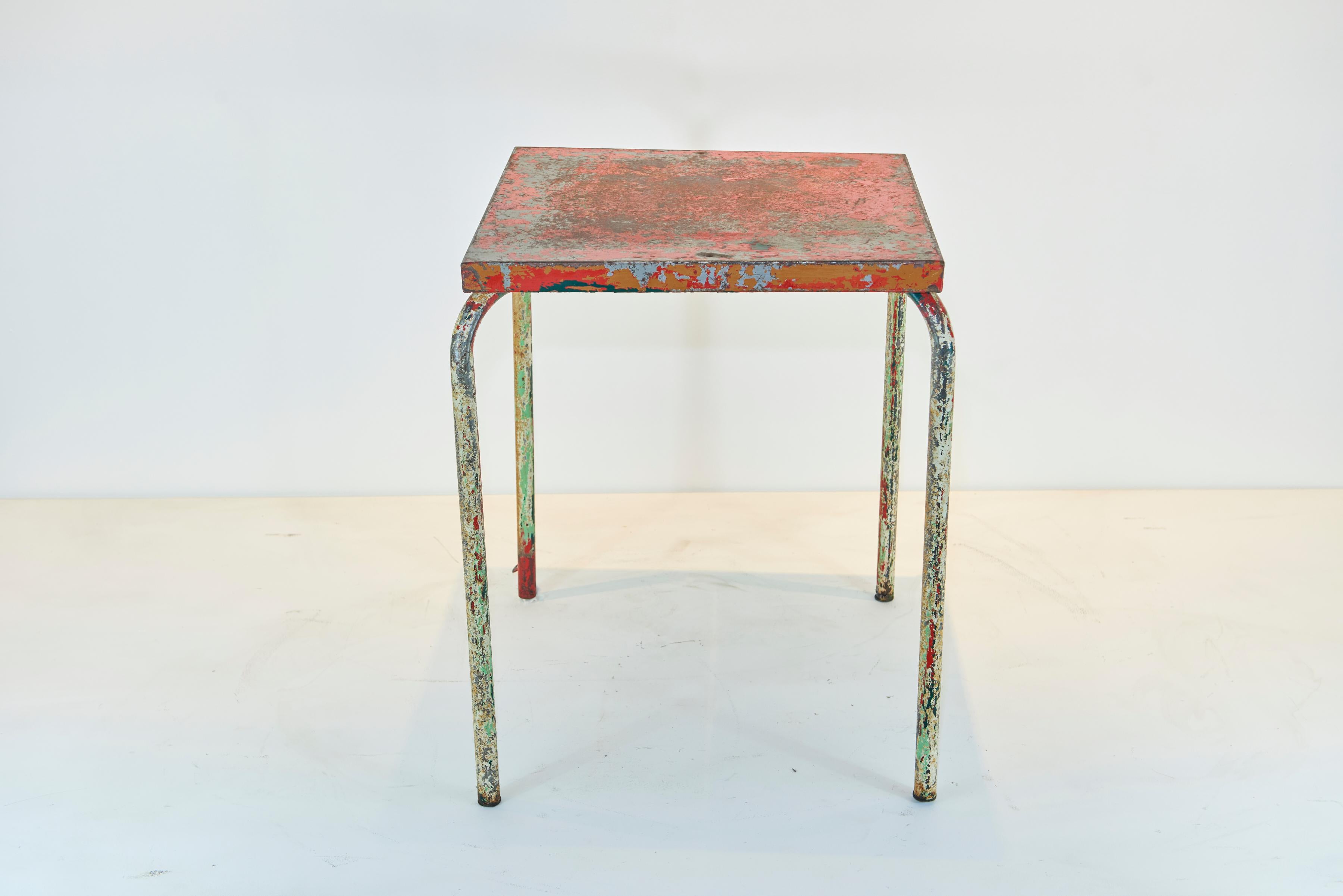 Jean Prouvé Distressed Cafe Table In Distressed Condition For Sale In Los Angeles, CA