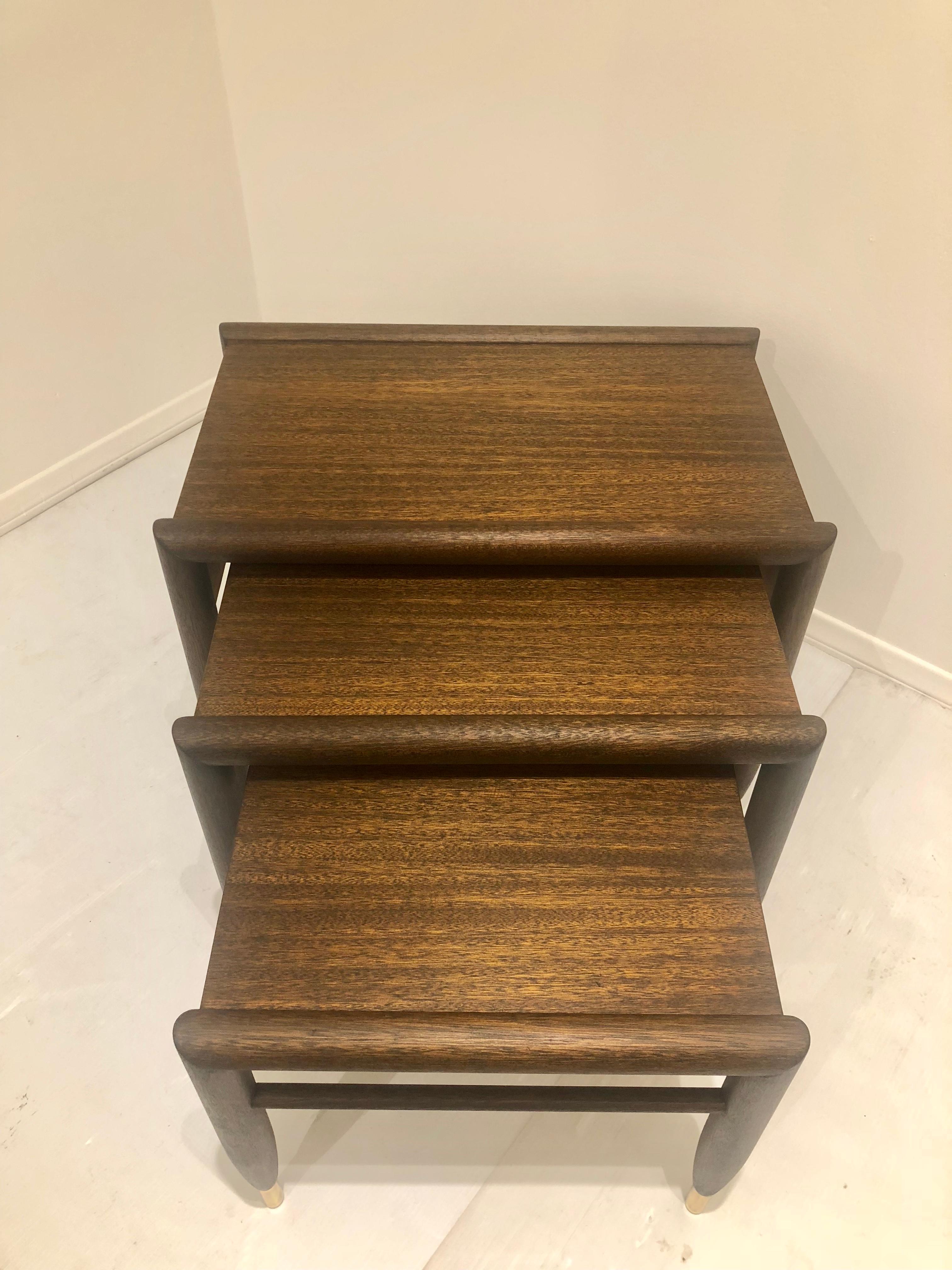 American Mid Century Nesting Tables Designed by John Keal for Brown Saltman In Excellent Condition For Sale In San Diego, CA