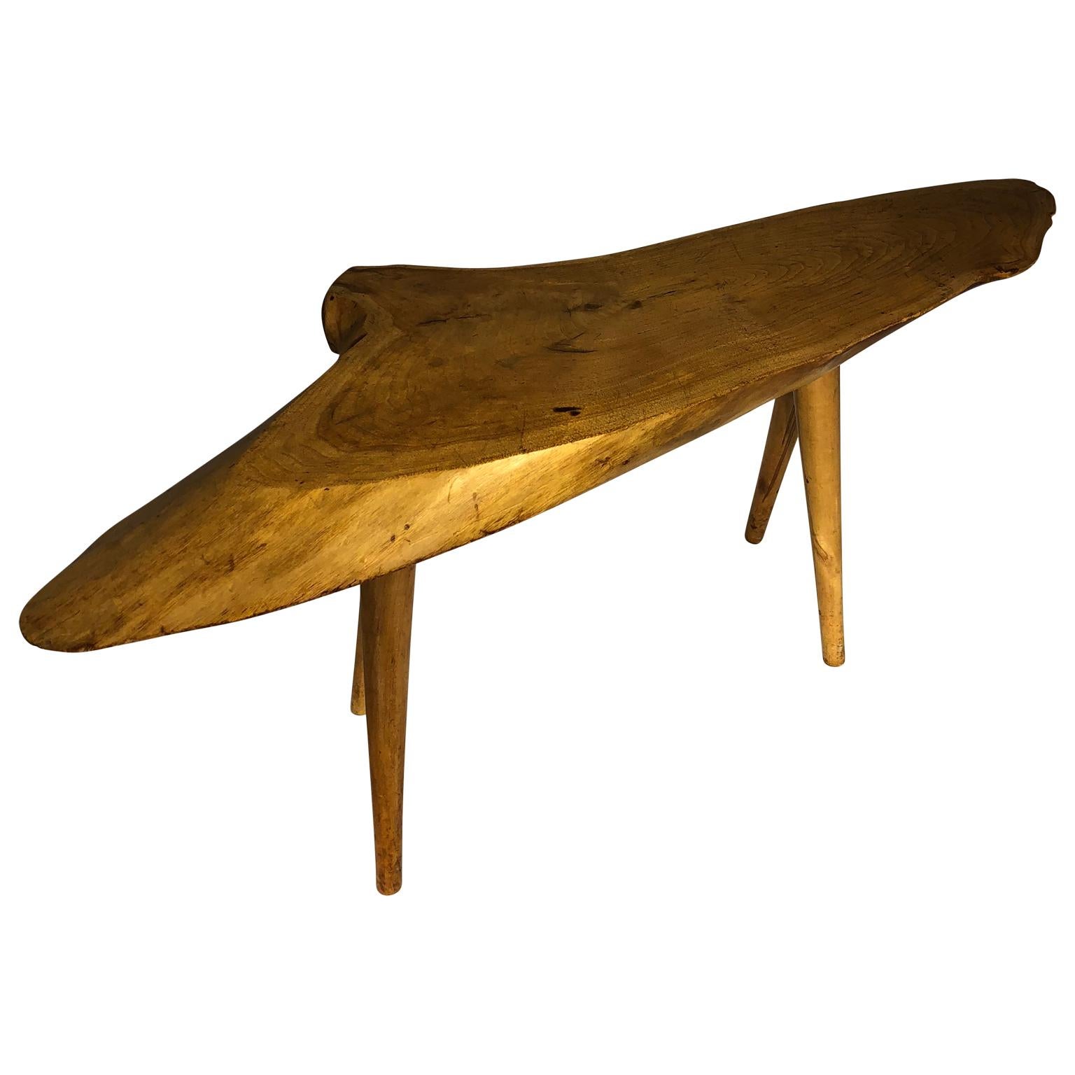 Hand-Crafted Four Legged Free Edge Cocktail Table Attributed to Roy Sheldon For Sale