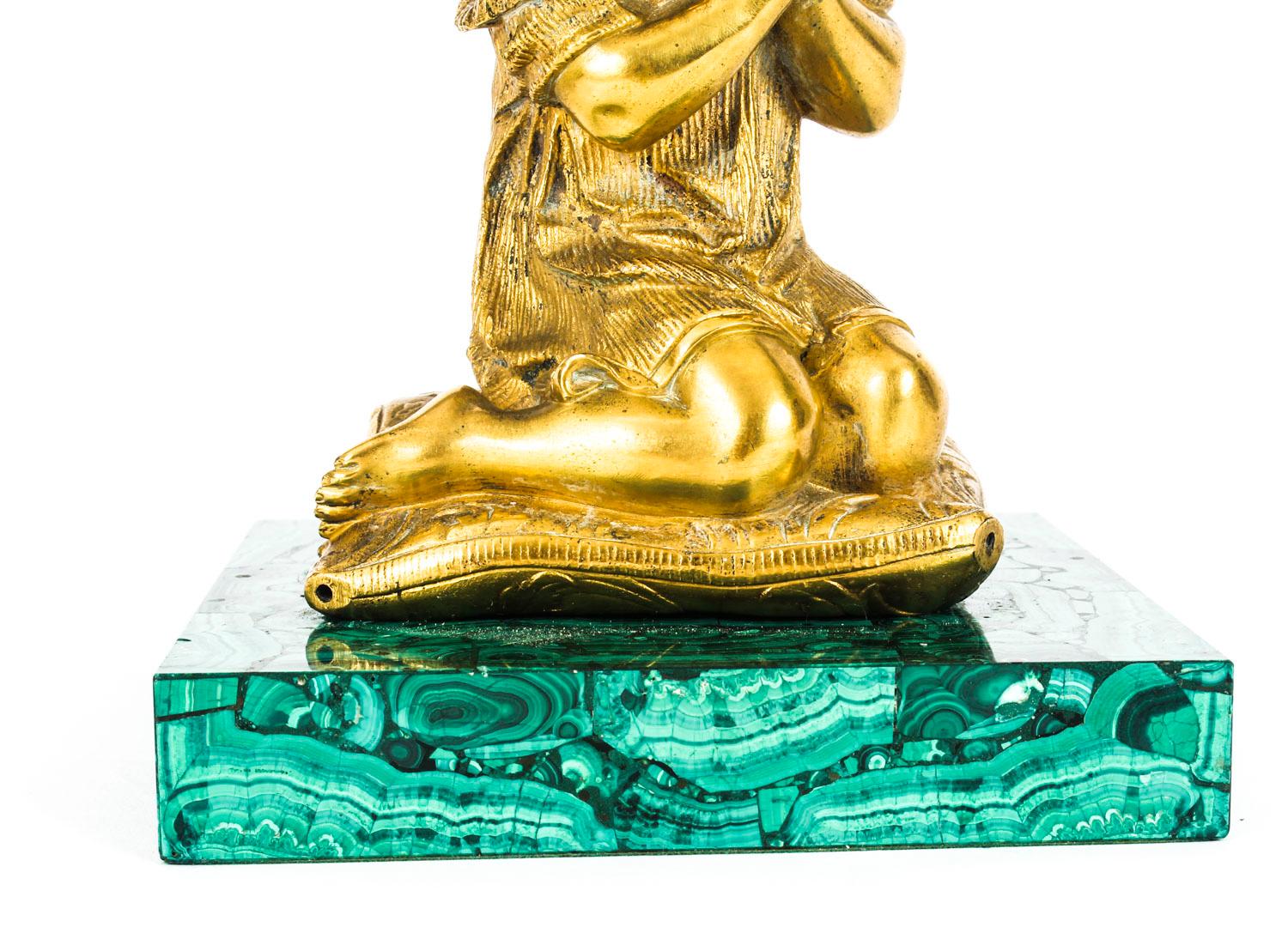 Late 19th Century French Malachite and Ormolu-Mounted Sculpture of a Girl Praying, 19th Century
