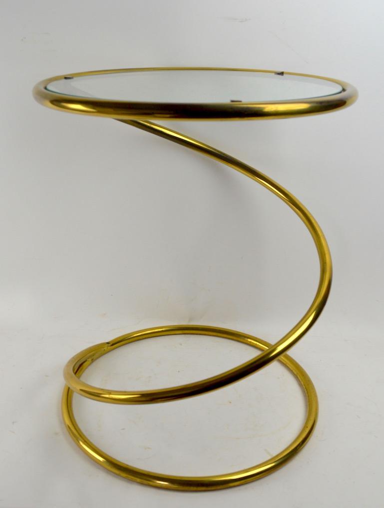 Mid-Century Modern Brass Coil Spring Table Attributed to Pace