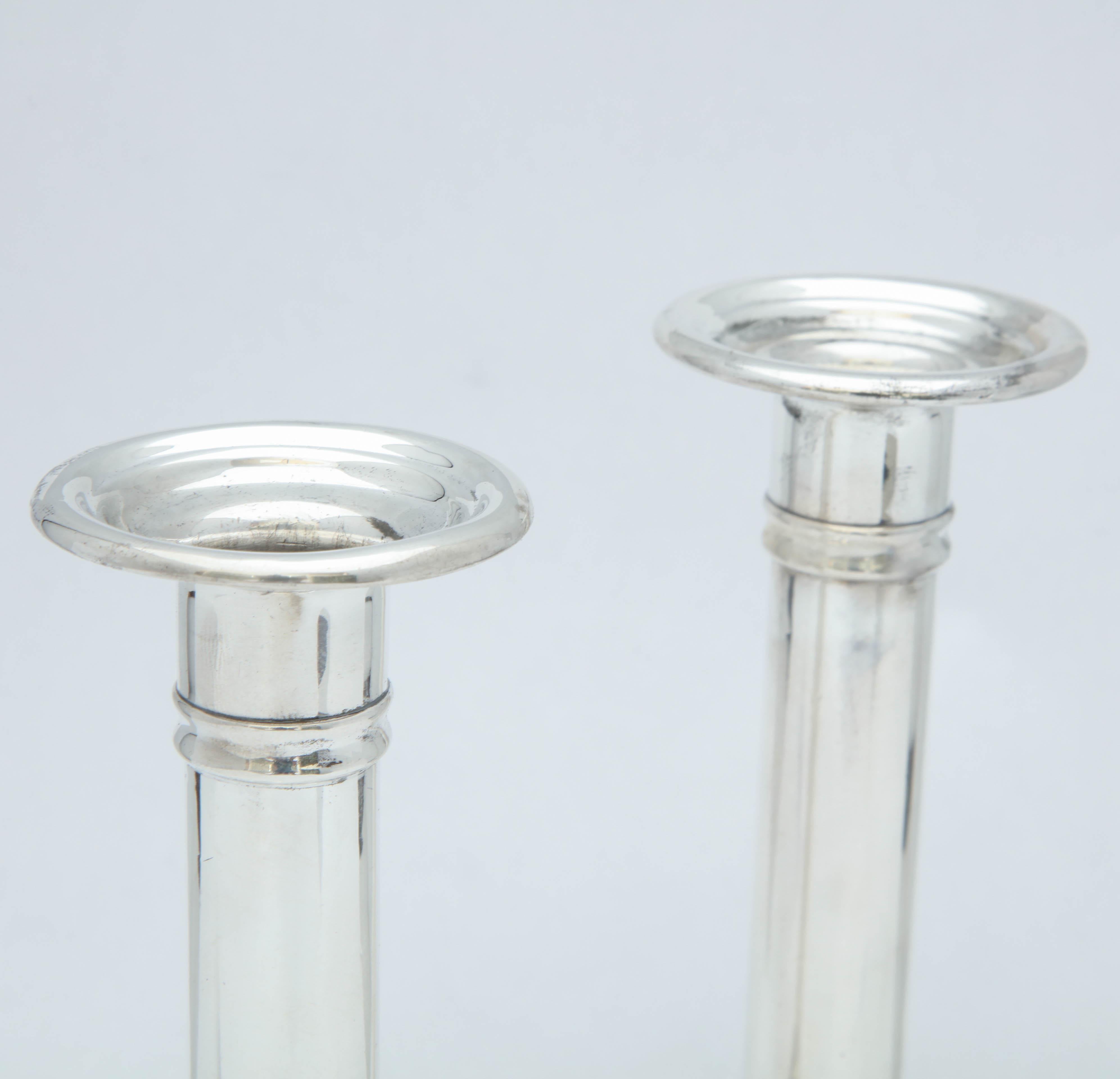 Early 20th Century Edwardian Pair of Sterling Silver Candlesticks