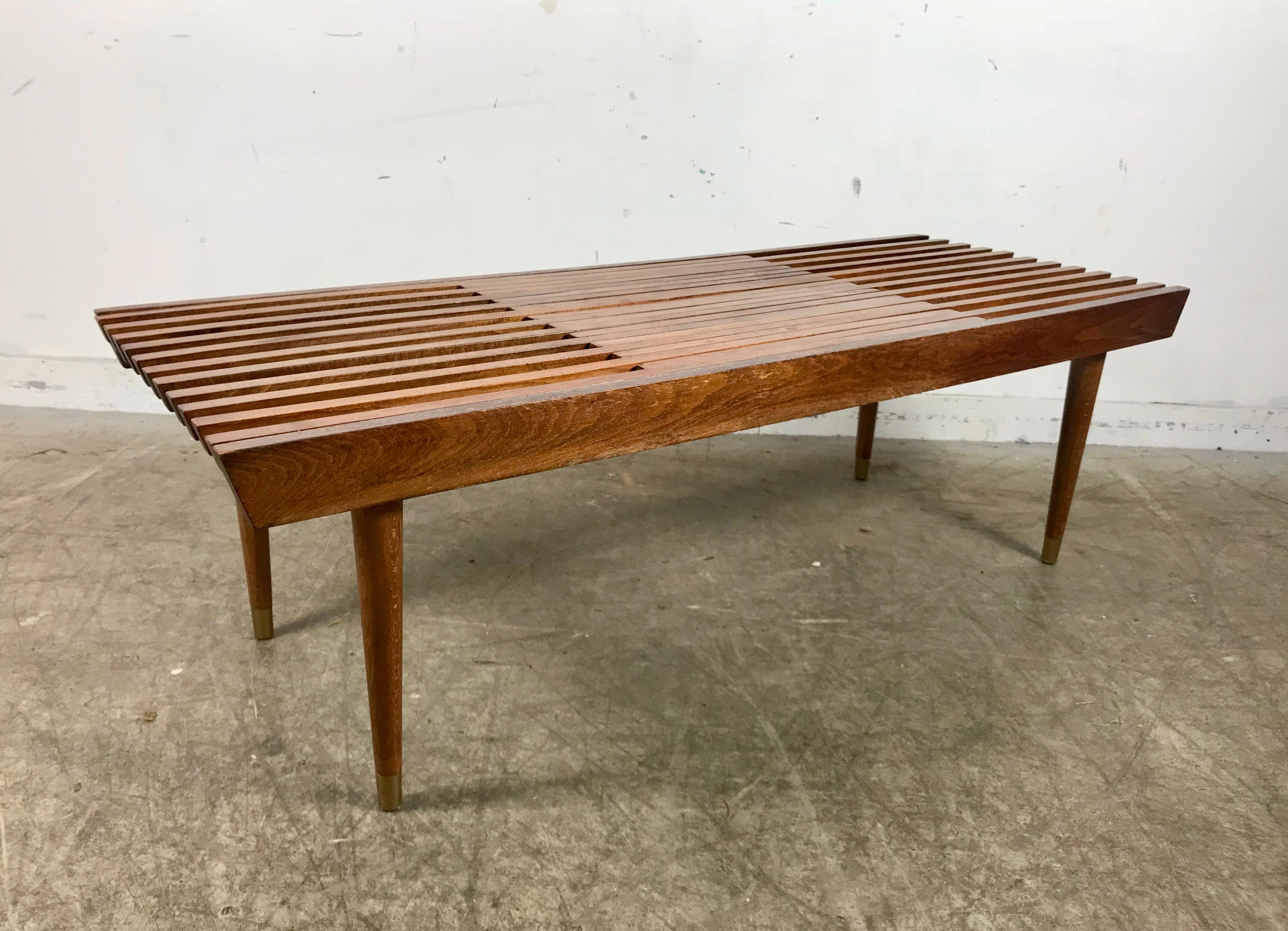 Mid-20th Century Classic Mid-Century Modern Walnut Expandable Slat Bench or Table