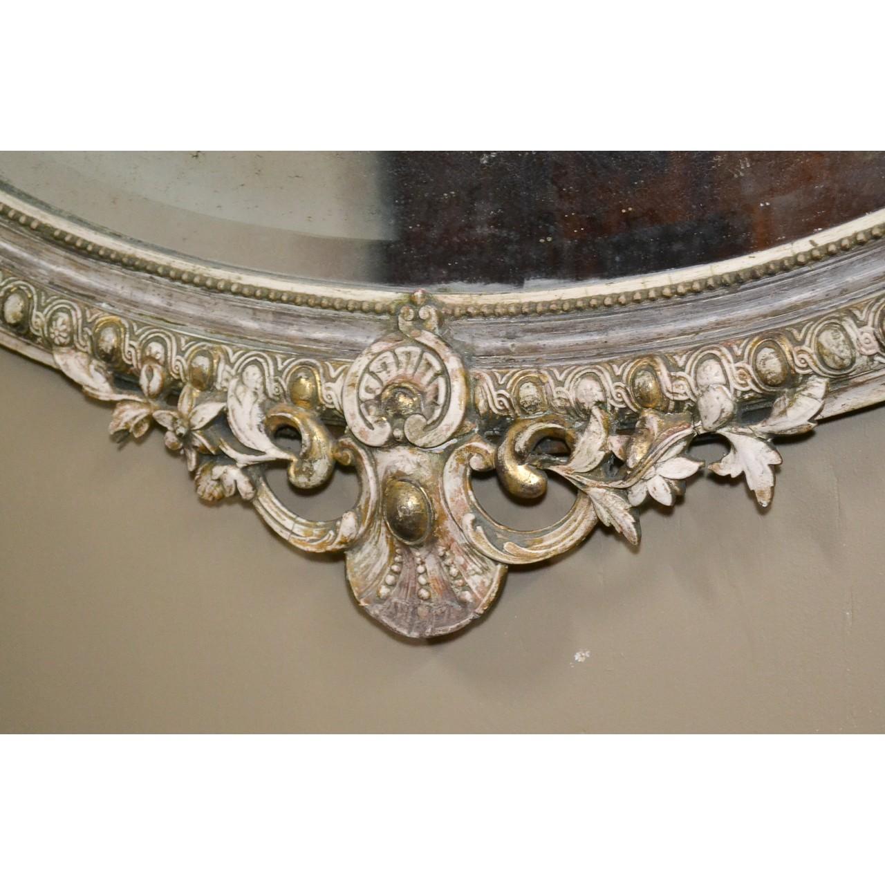 Late 19th Century 19th Century French Louis XVI Carved Oval Mirror