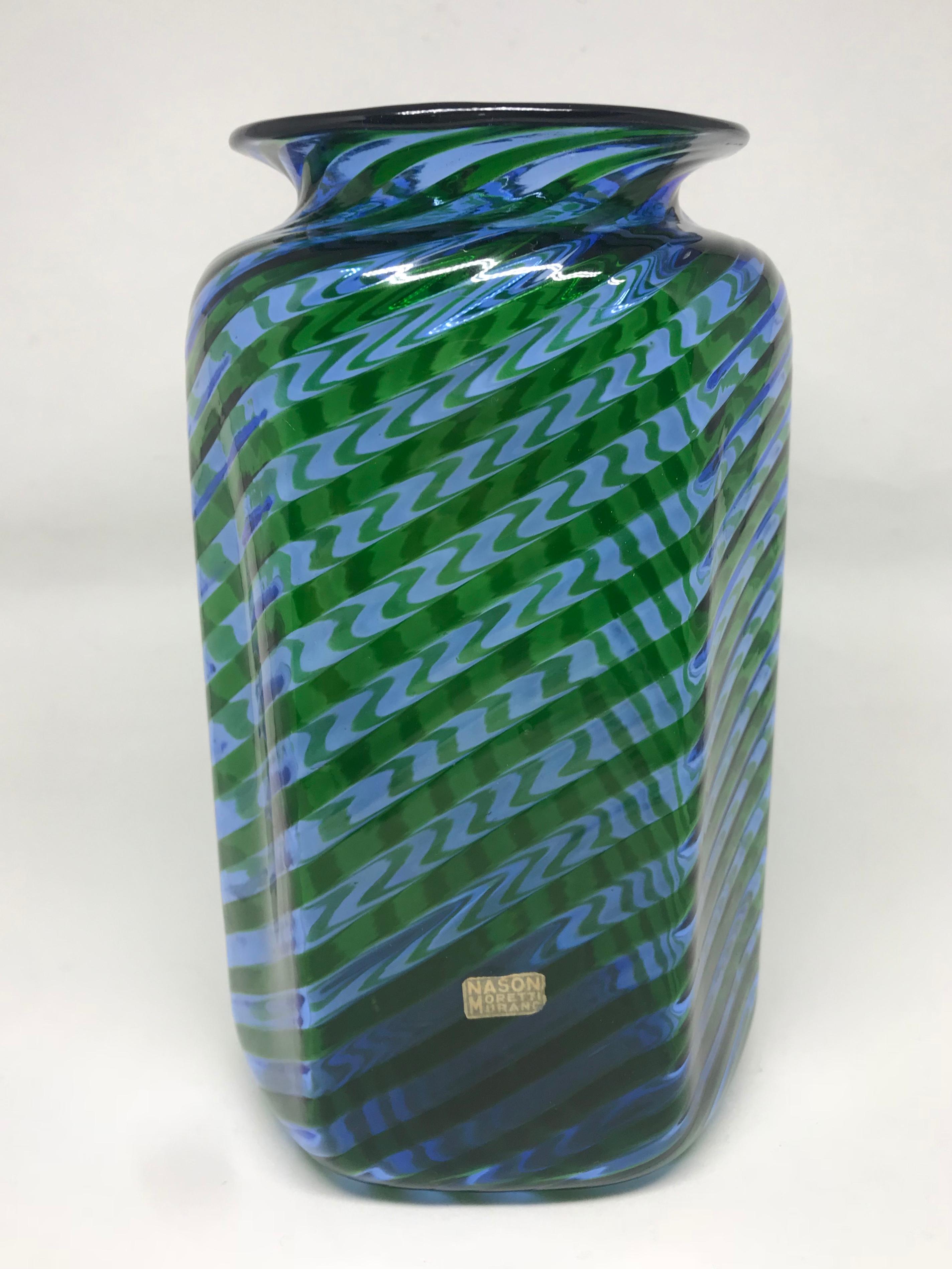 Blue Green Nason Moretti Murano Vase In Good Condition In New York, NY