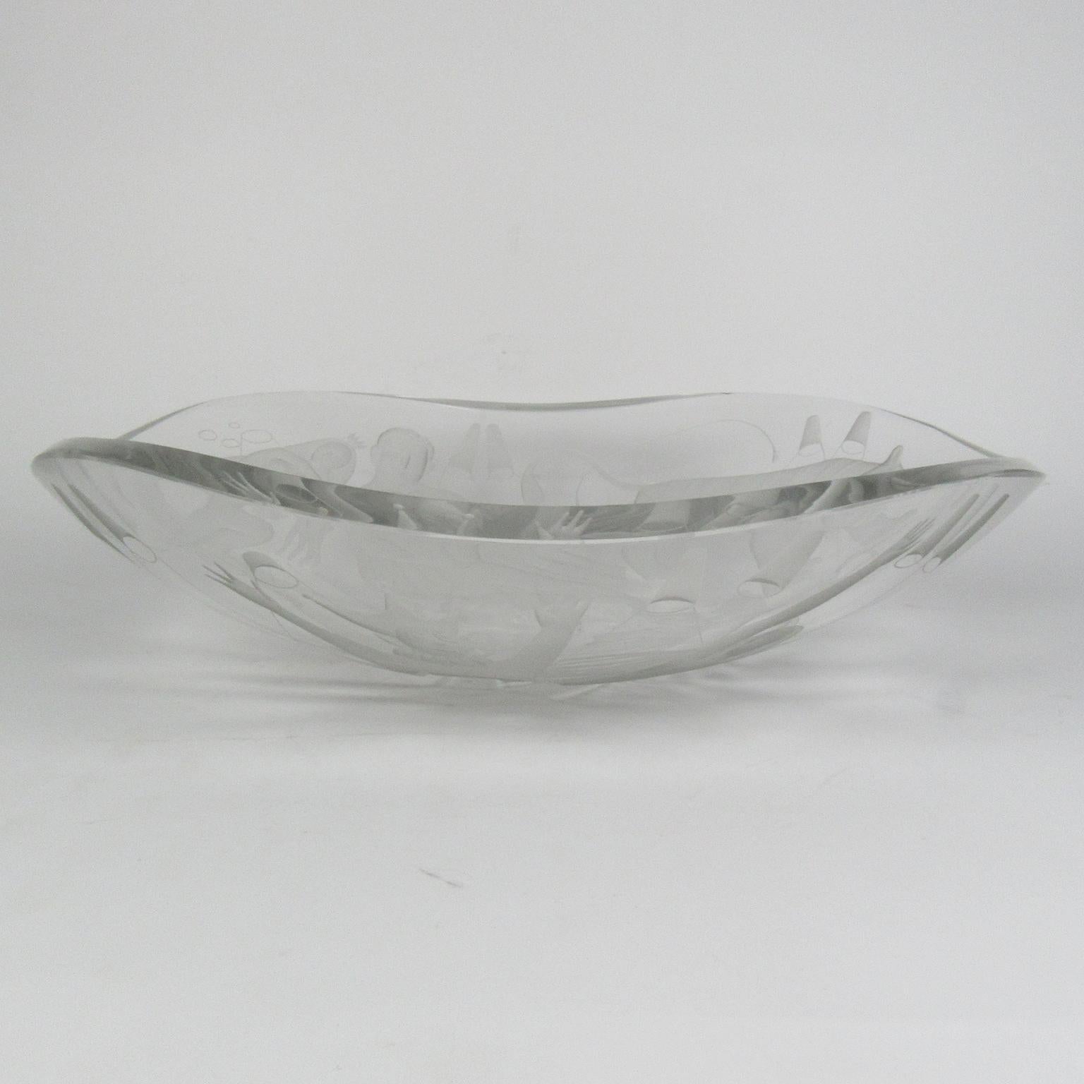 Midcentury Scandanavian Design Helena Tynell Glass Center Bowl In Good Condition In Concord, MA