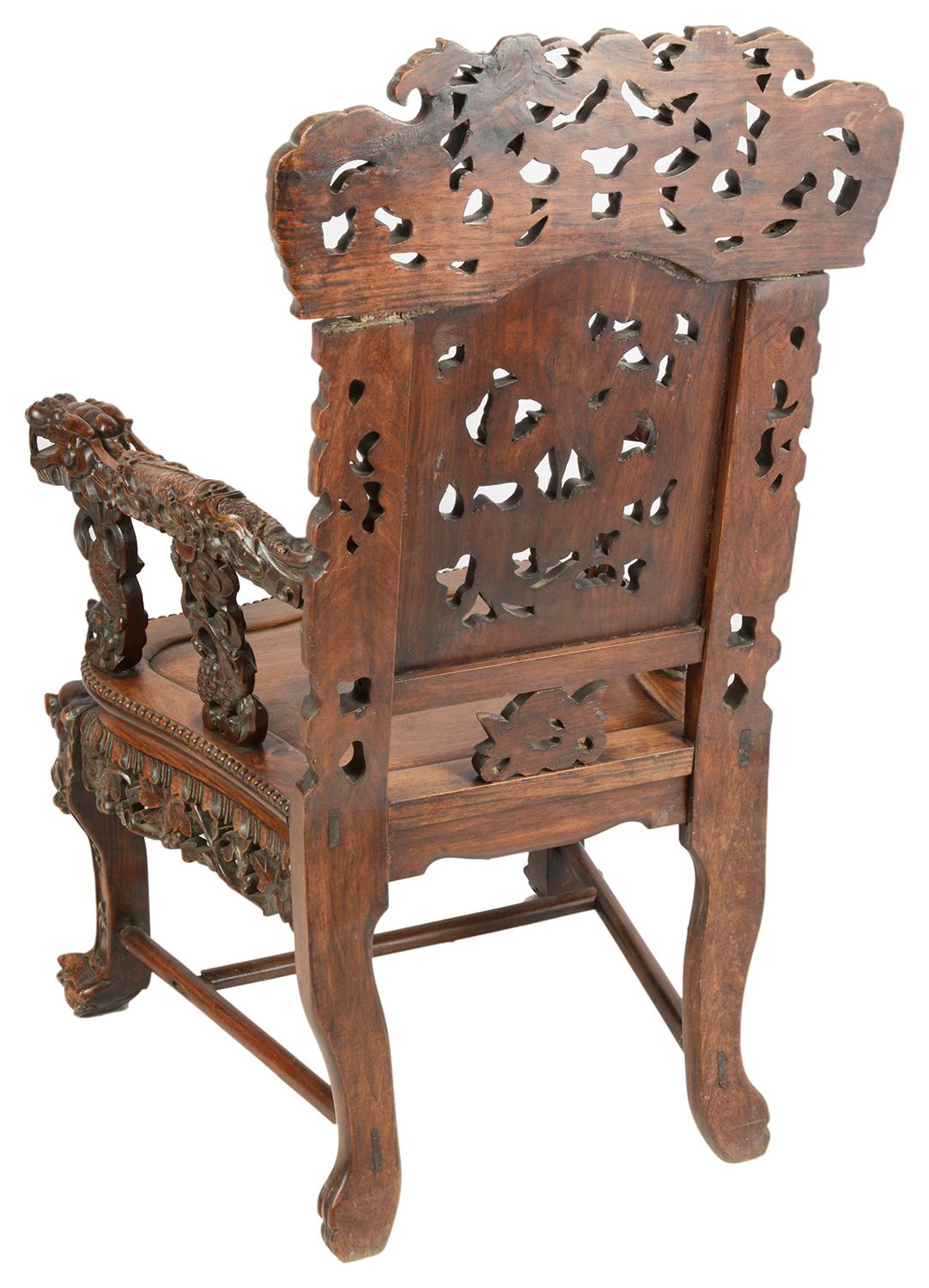 19th Century Chinese Hardwood Armchair In Excellent Condition In Brighton, Sussex