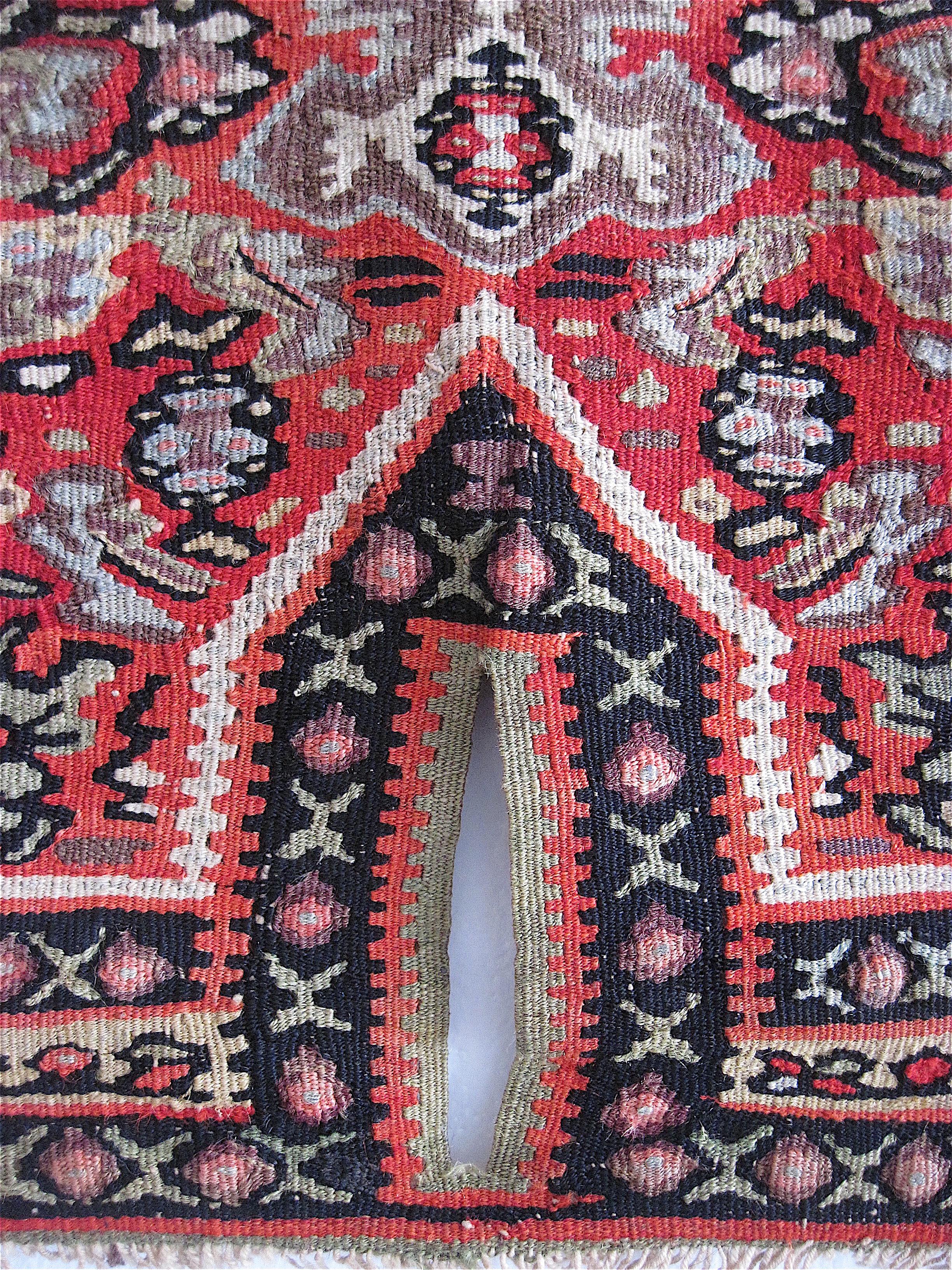 Antique Persian Kurdish Senneh Saddle Cover  In Excellent Condition In Philadelphia, PA