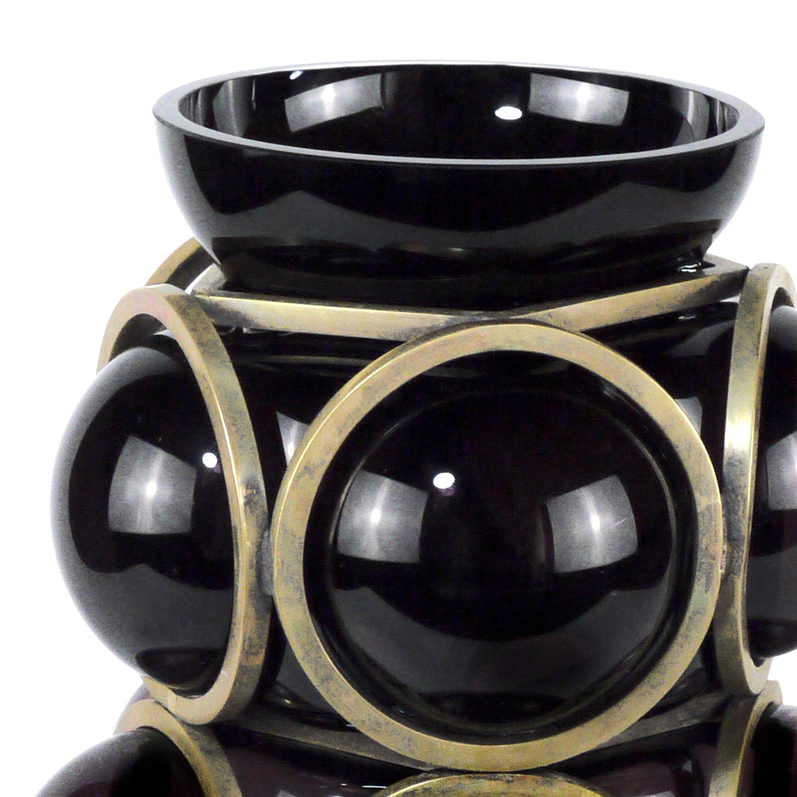 French Enlace Black Glass Spheres Vase For Sale