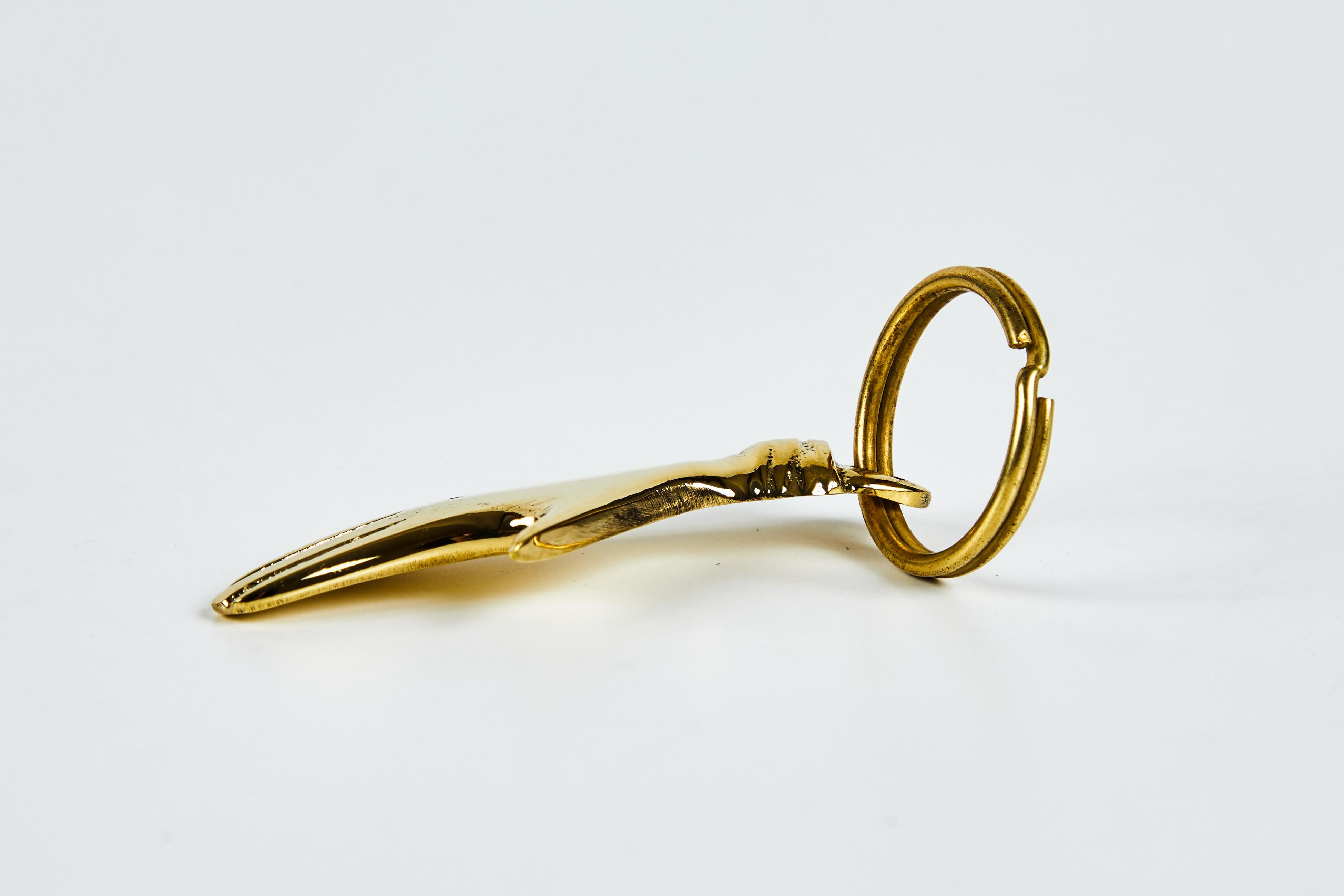 Austrian Carl Auböck Model #5734 'Hand' Brass Figurine Keyring For Sale