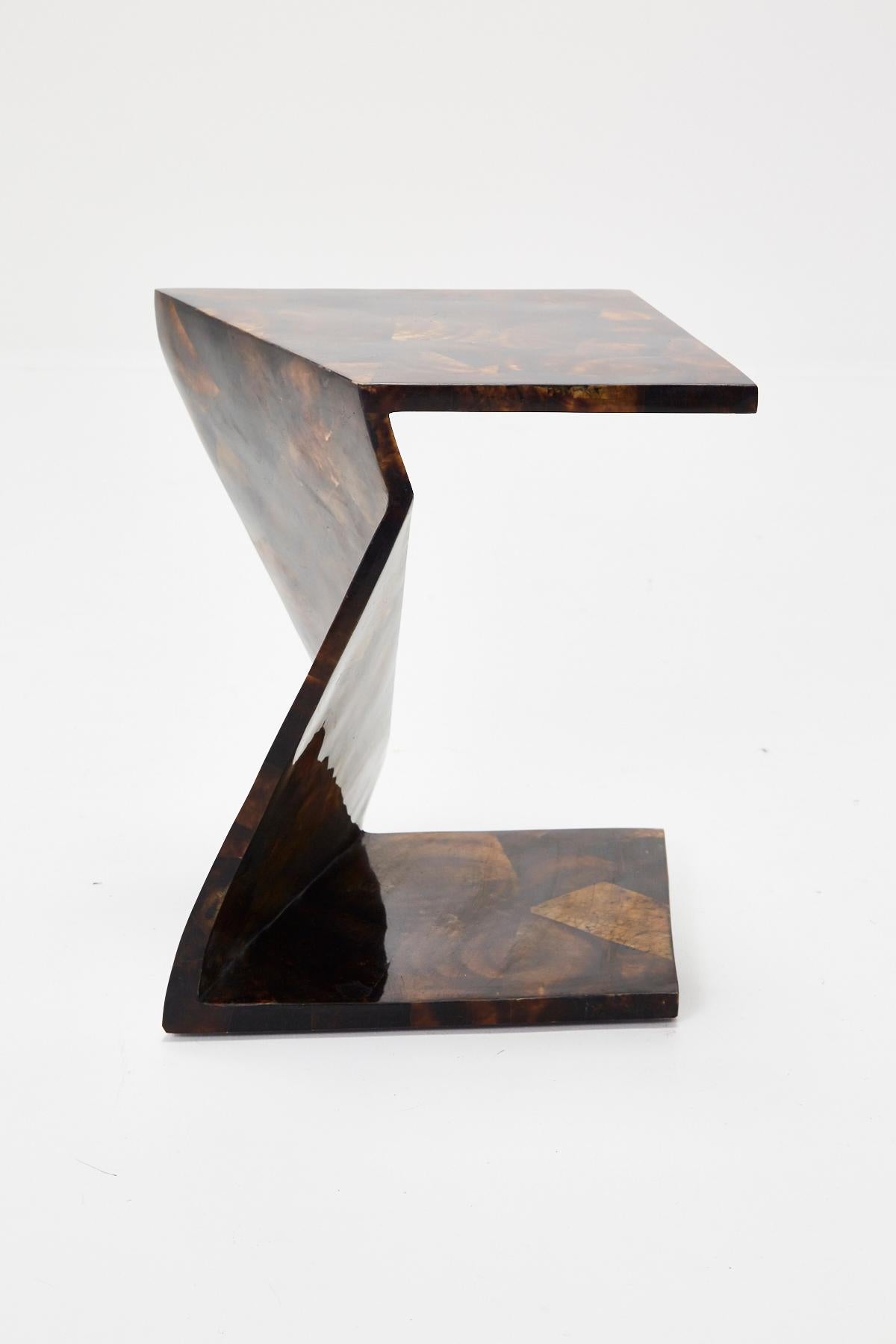 Inlay Zig Zag Side Tables or Coffee Table in Tessellated Young Pen Shell, 1990s