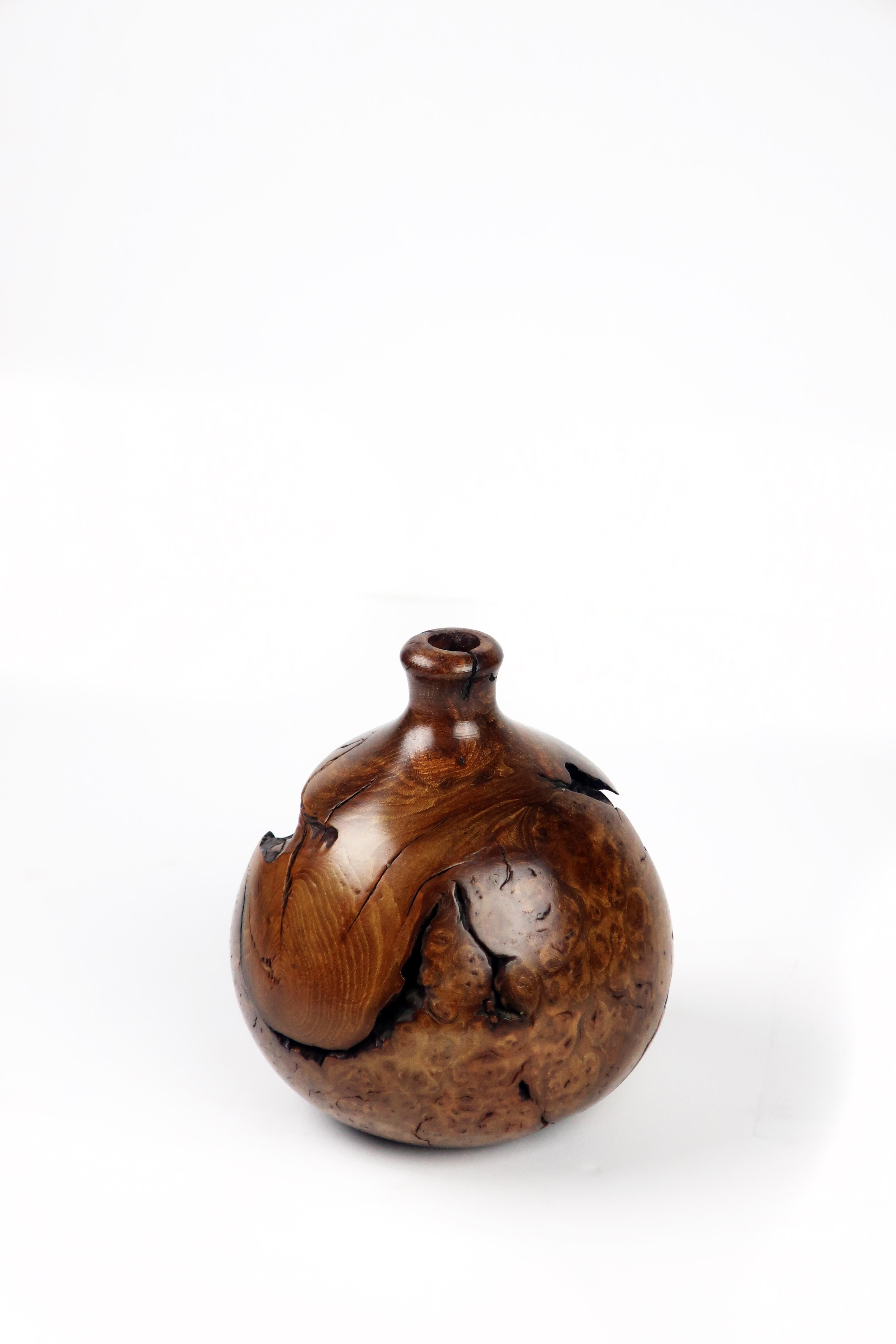 Mid-Century Modern Vintage Wood Burl Vase