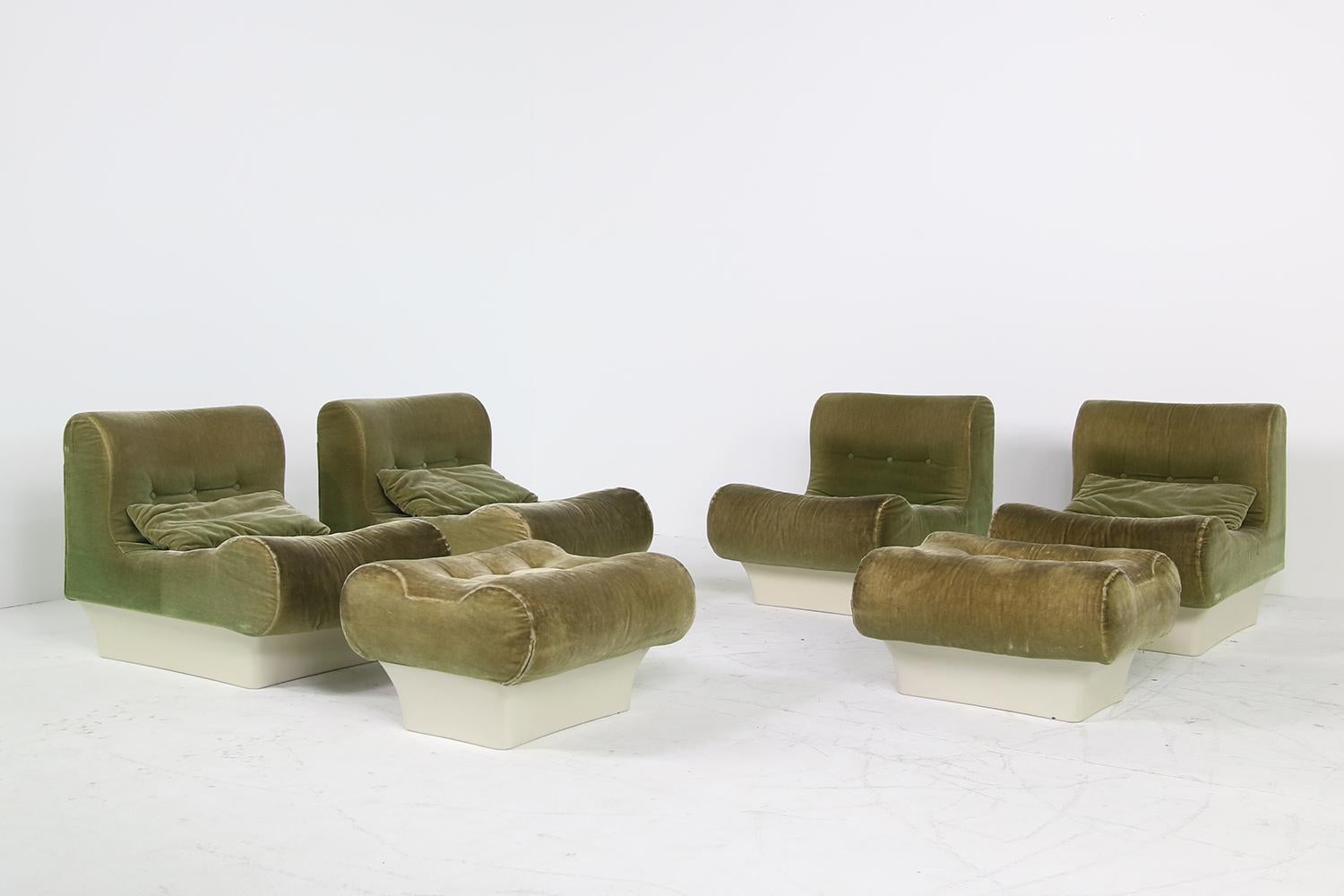 German Vintage 1960s Otto Zapf Modular Sofa & Lounge Chair Living Room Set, Mohair