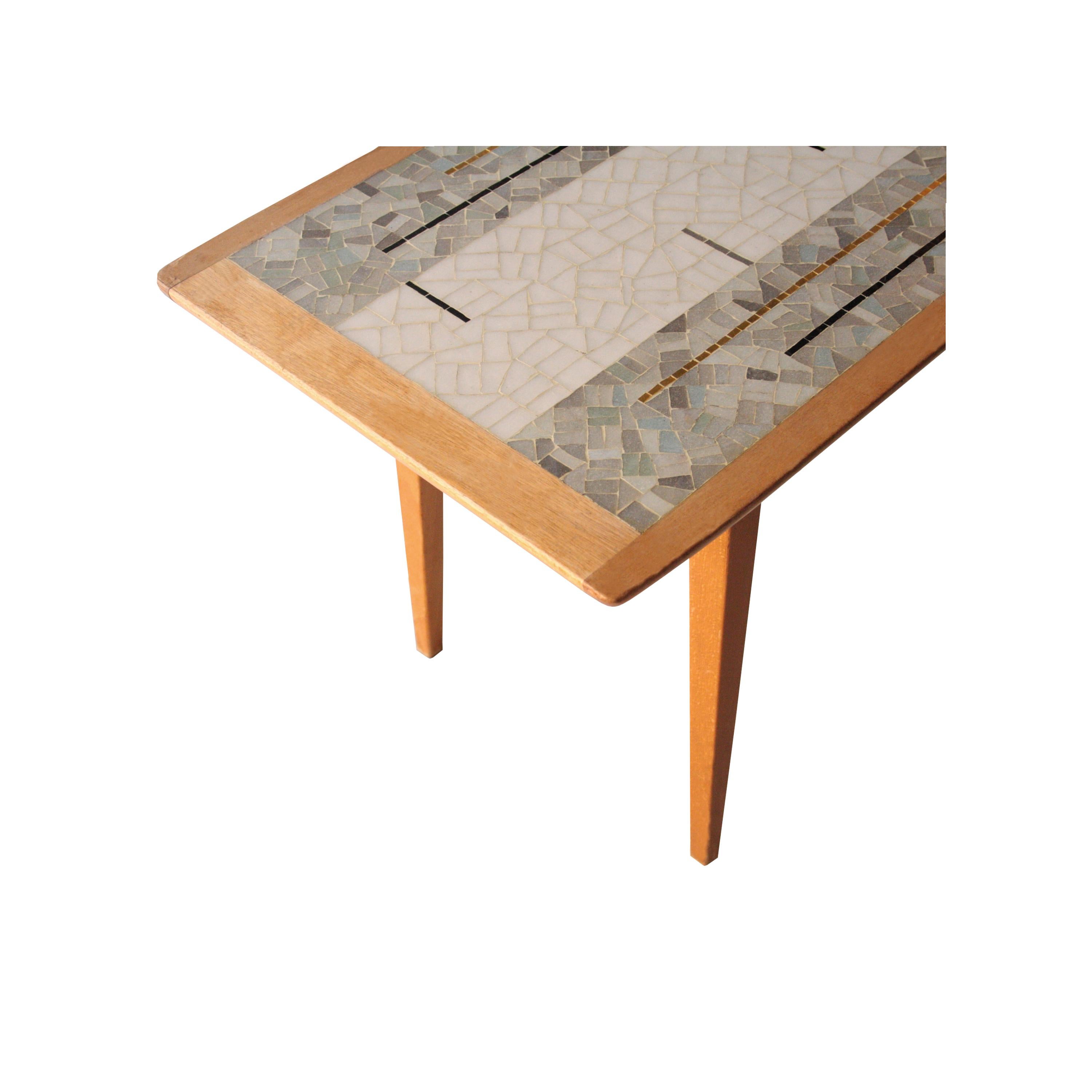 Mid-Century Modern Center Table with Glass Tiles. France, 1960 In Good Condition In Madrid, ES