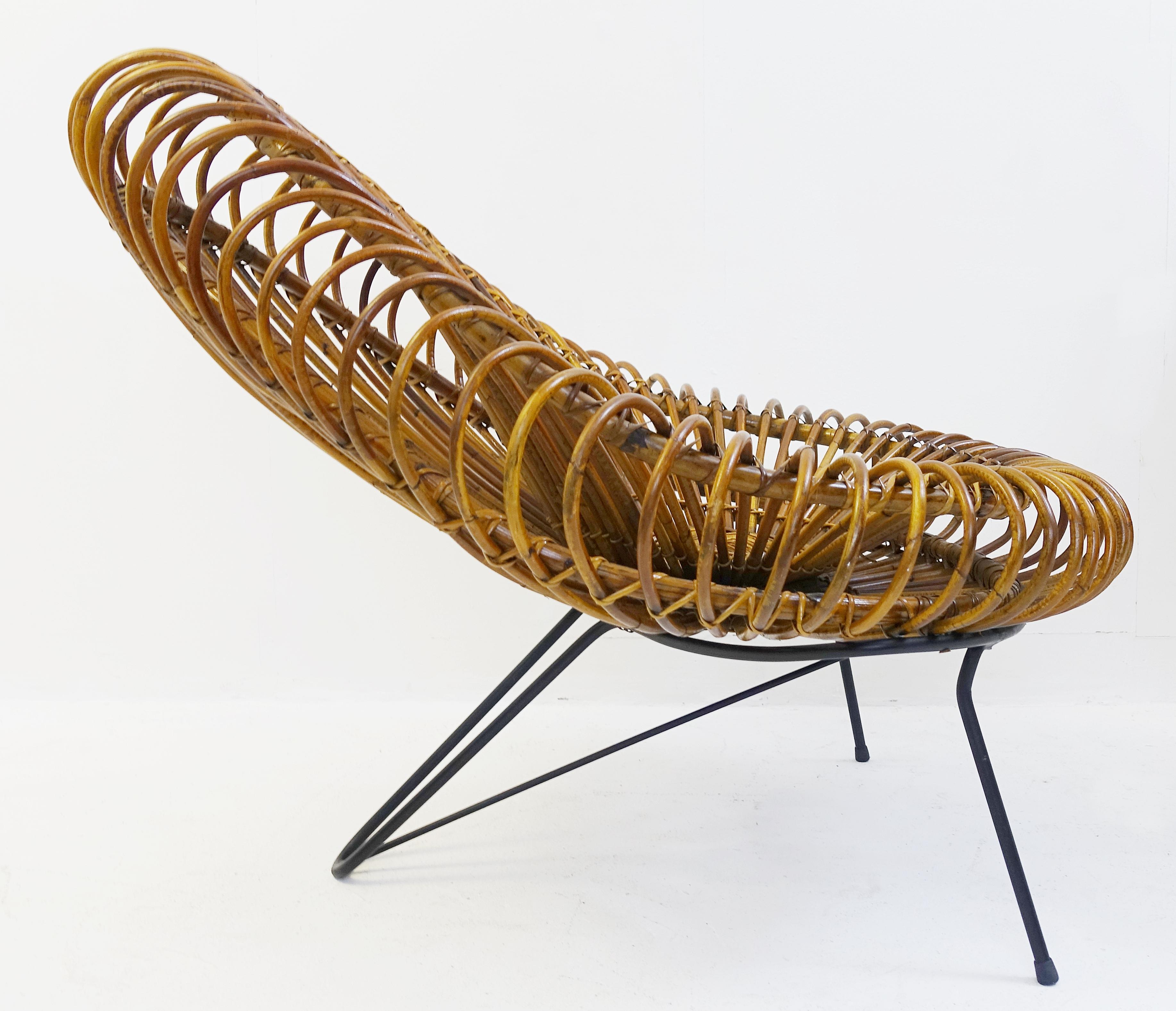 Sculptural Rattan Lounge Chair by Franco Albini In Good Condition In Brussels, BE