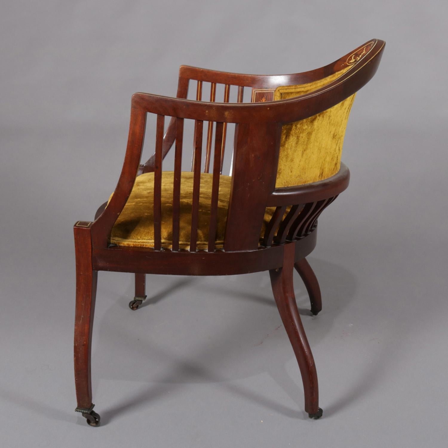 19th Century Antique Italian Neoclassical Satinwood Marquetry Inlaid Side Chair, circa 1890