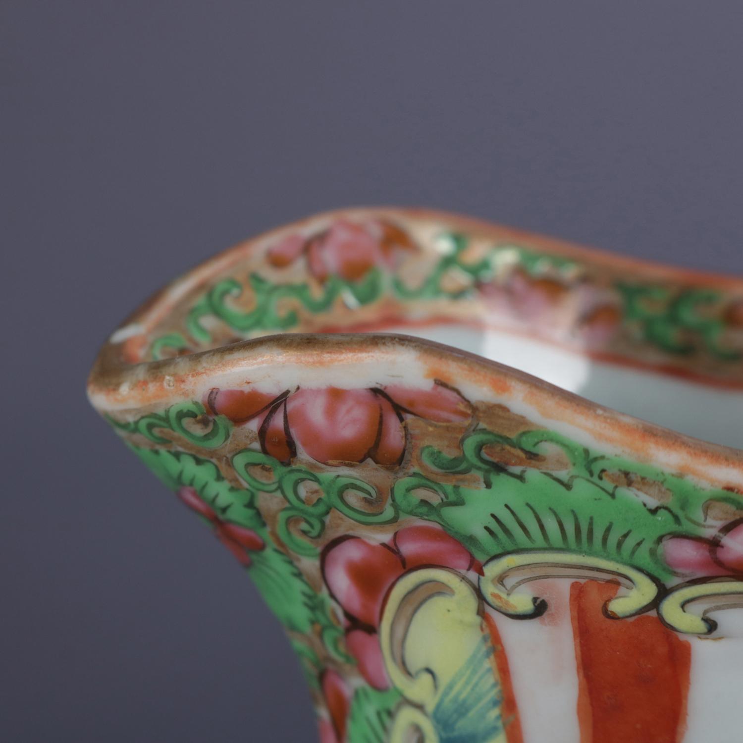 Ceramic 34 Piece Antique Chinese Rose Medallion Enameled Porcelain Dining Set