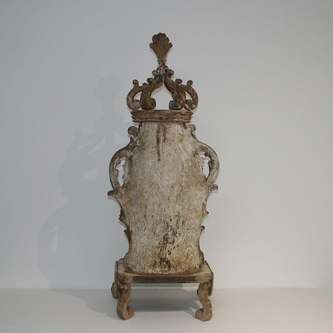 18th Century and Earlier French 18th Century Weathered Oak Baroque Altar
