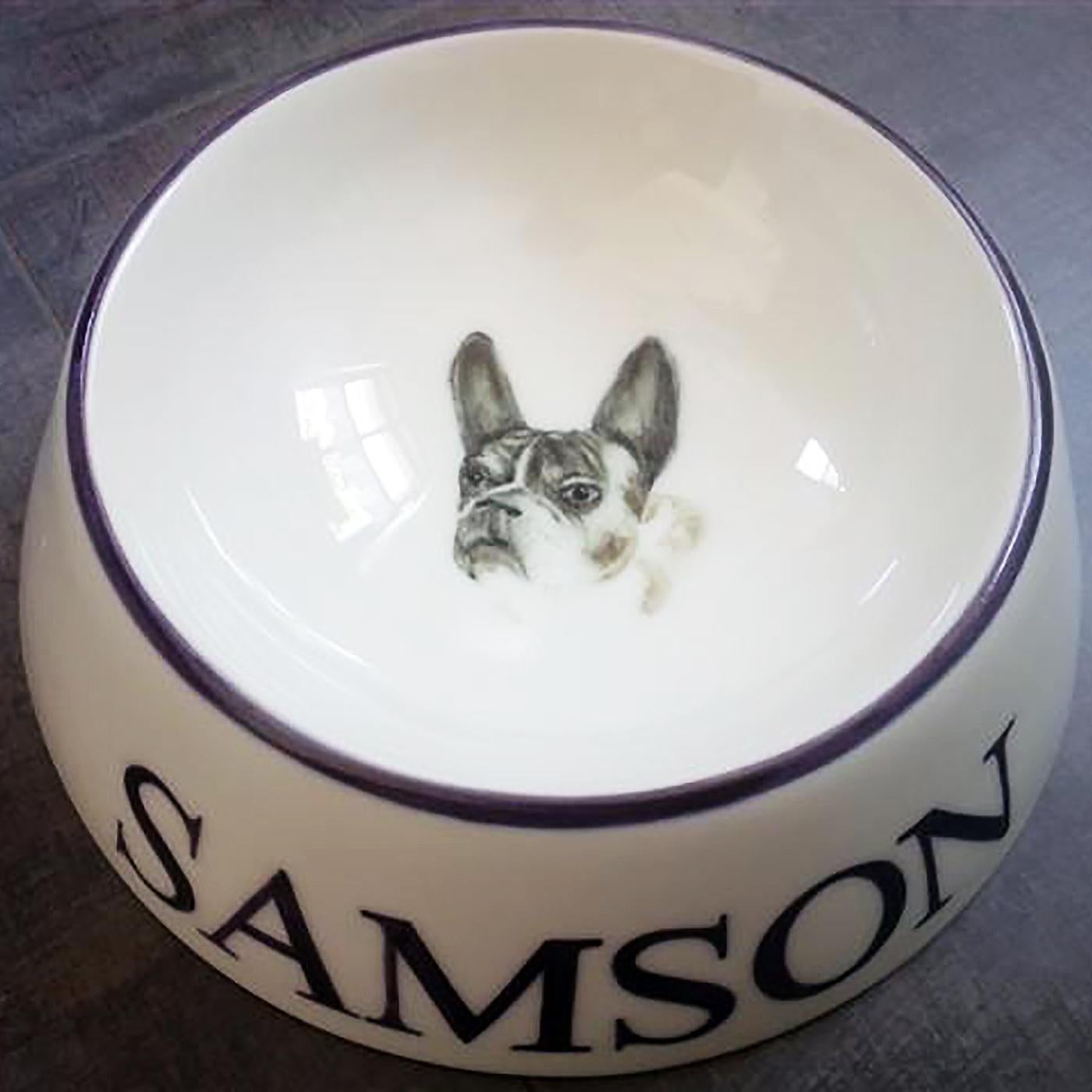 Hand-Painted Modern Dog Bowl Porcelain Handpainted Customized Sofina Boutique Kitzbuehel For Sale