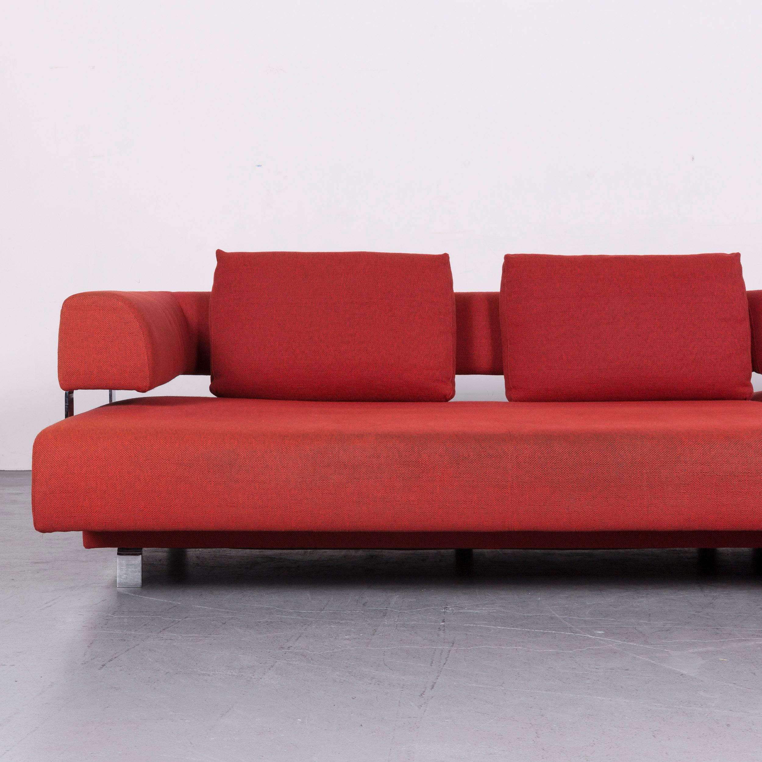 German Ewald Schillig Brand Face Designer Sofa Footstool Set Fabric Red Corner Couch For Sale
