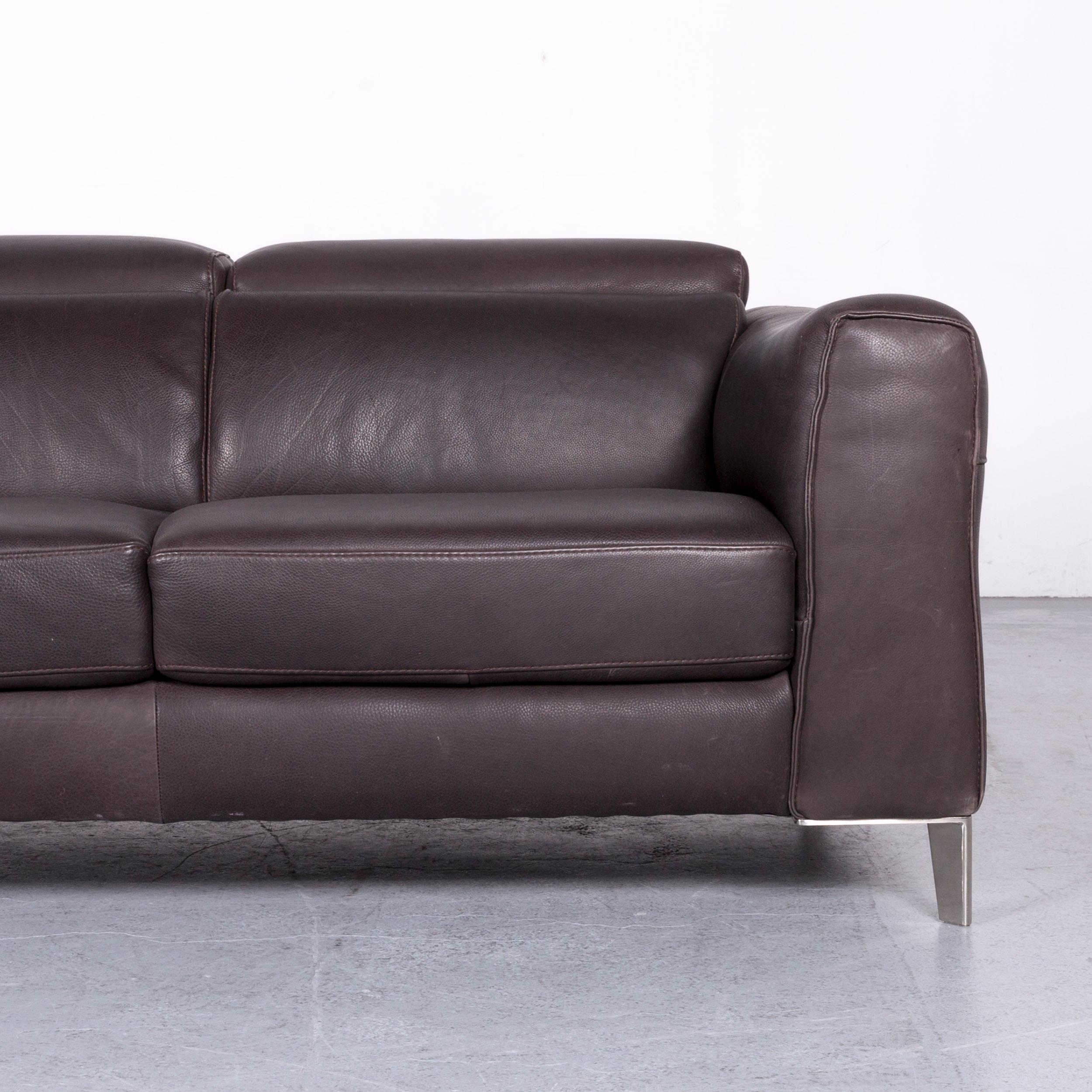 Natuzzi Designer Leather Sofa Two-Seat Couch Brown In Good Condition In Cologne, DE