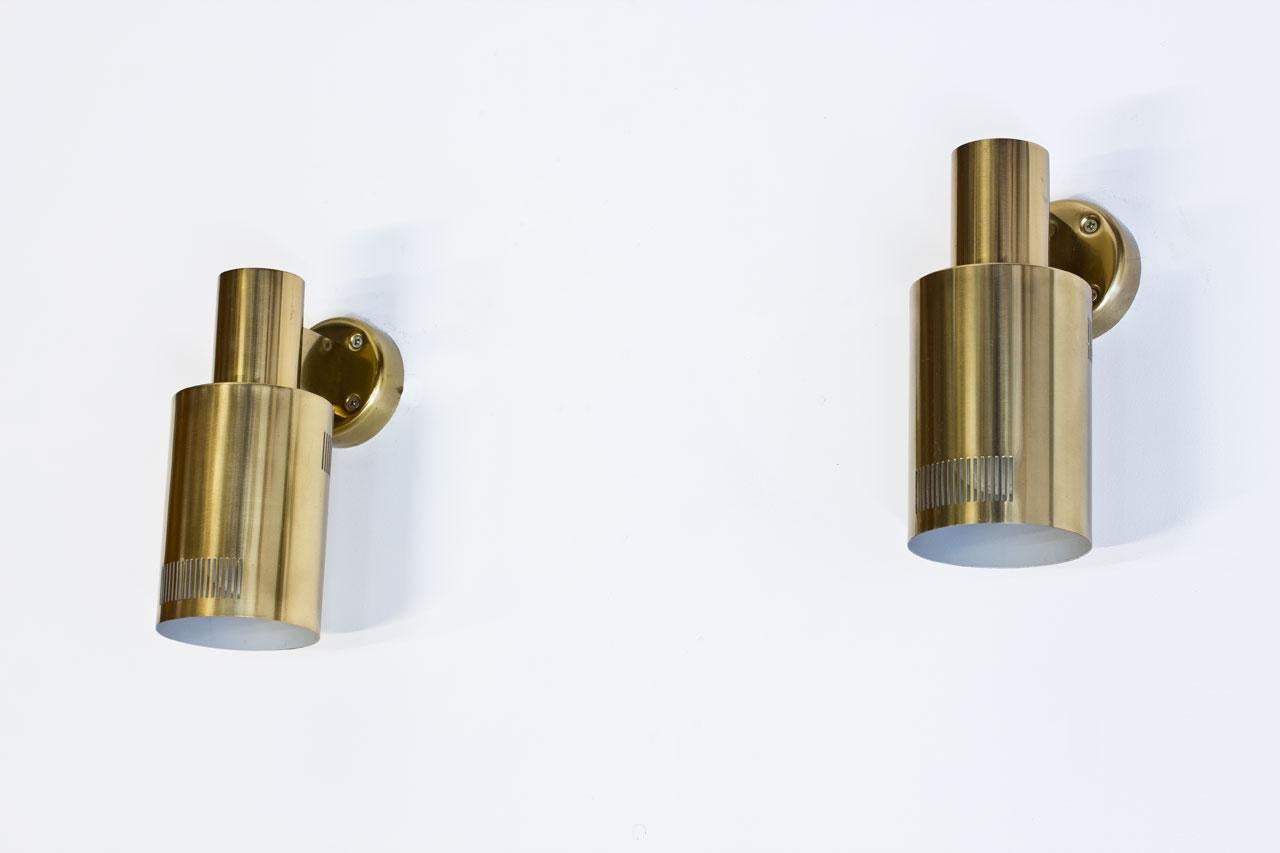 Scandinavian Modern Brass Wall Lamps from Sweden, Set of Two In Good Condition In Stockholm, SE