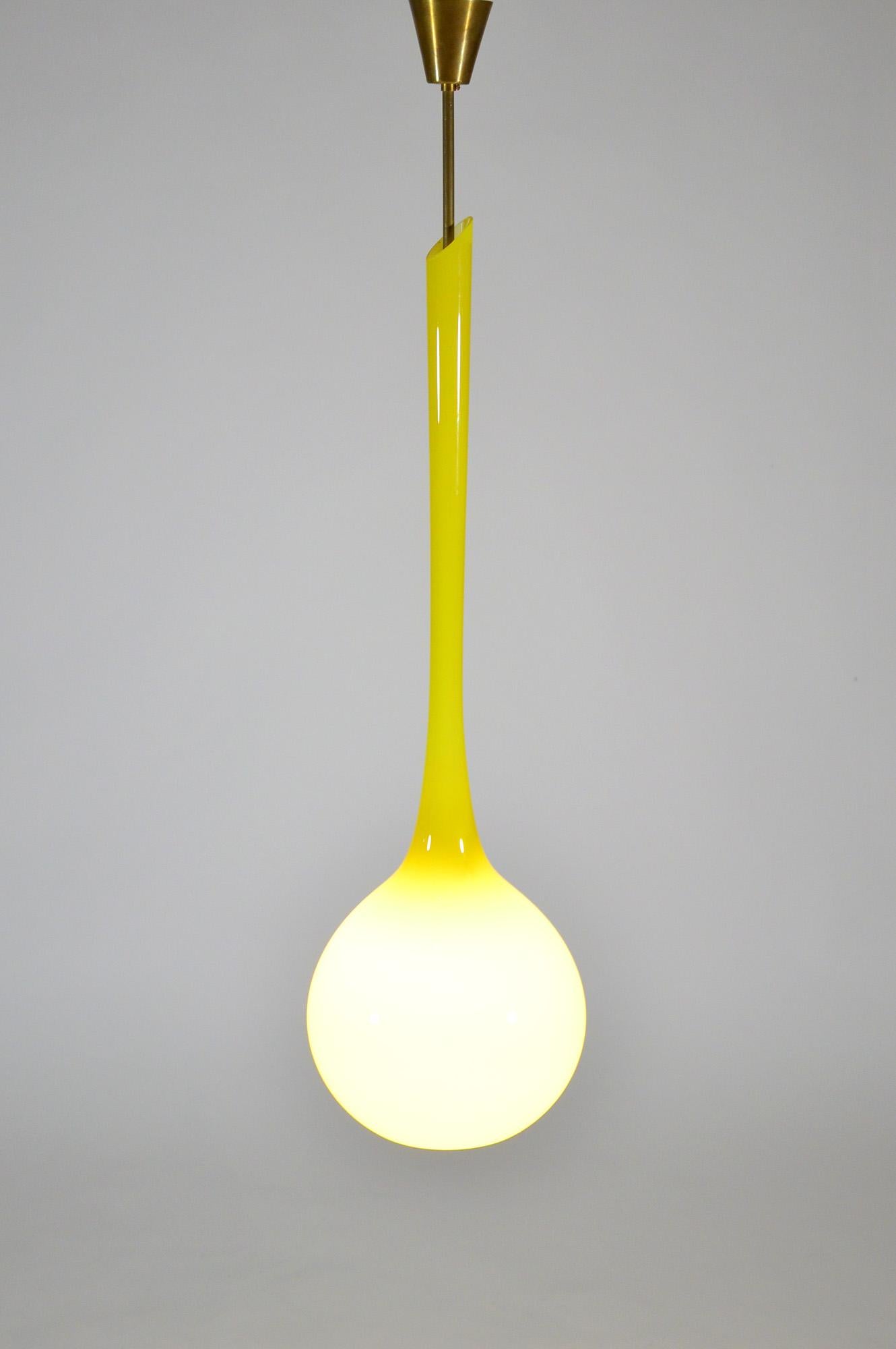 Italian Gino Vistosi Murano Glass Yellow Chandelier, 1960