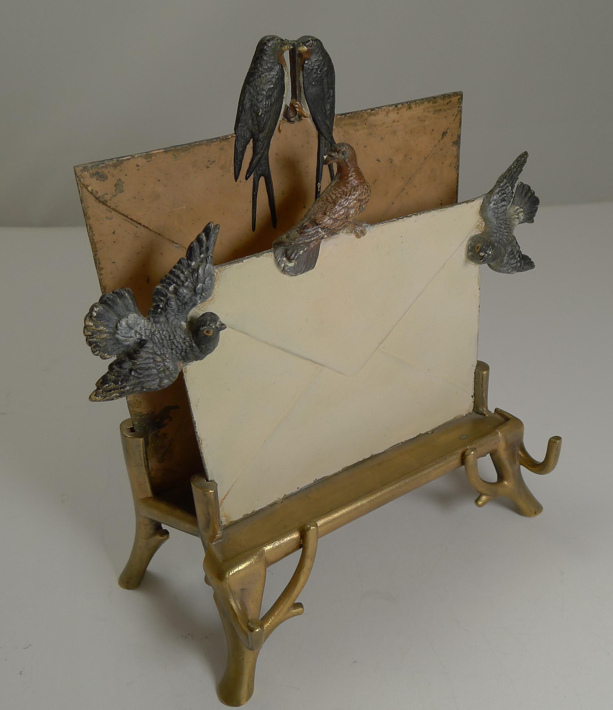 Rare Cold Painted Vienna Bronze Letter Rack or Holder, circa 1890 at 1stDibs