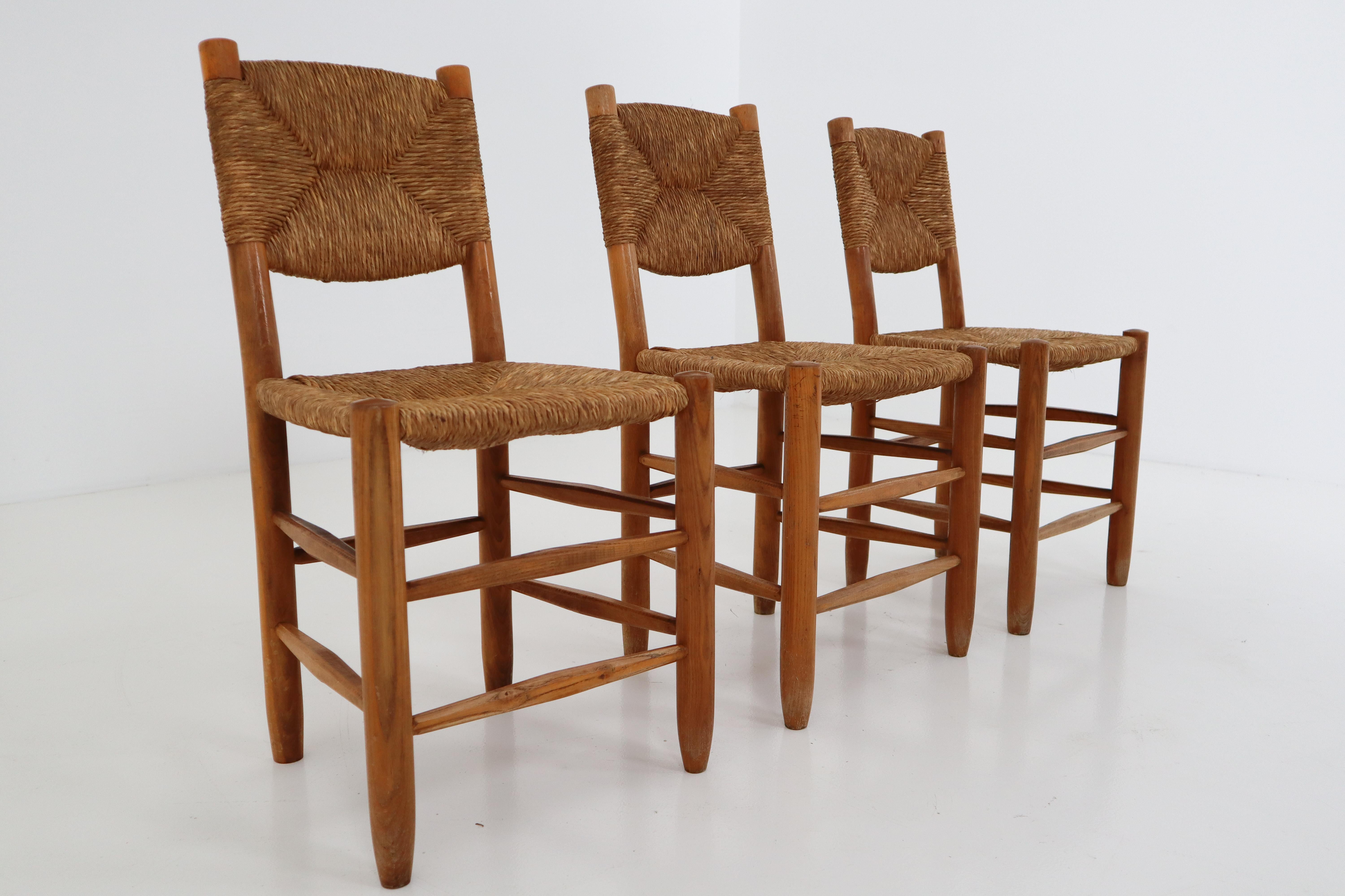 Three “Bauche” Chairs by Charlotte Perriand for Steph Simon, France 1950s In Good Condition In Almelo, NL