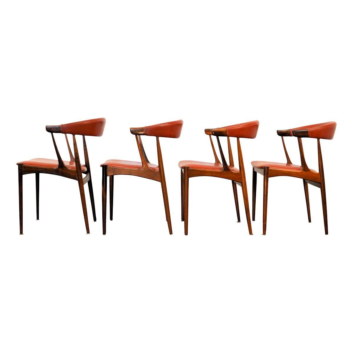 Vintage Johannes Andersen Palisander Armrest Chairs, Set of Four In Good Condition In Panningen, NL