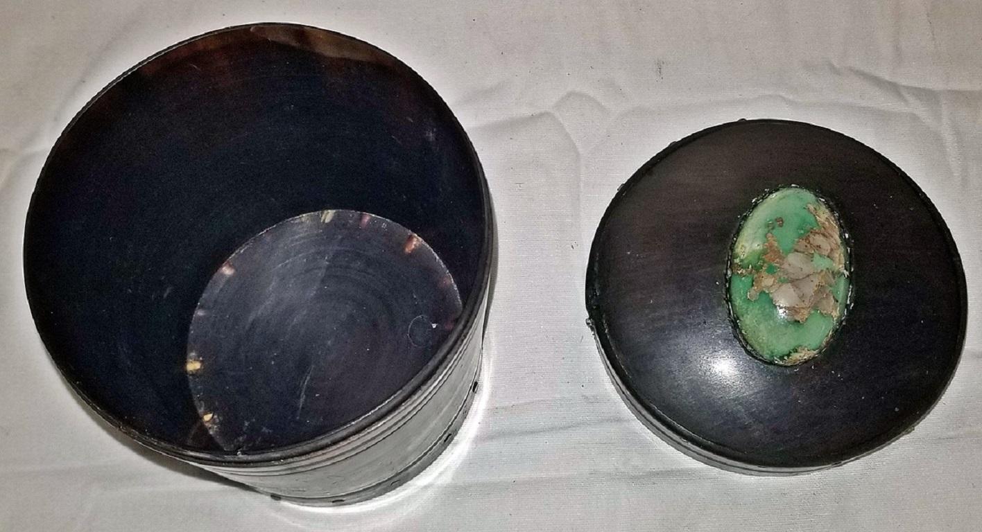 18th Century Scottish Horn and Polished Stone Tea/Tobacco Caddy In Good Condition In Dallas, TX