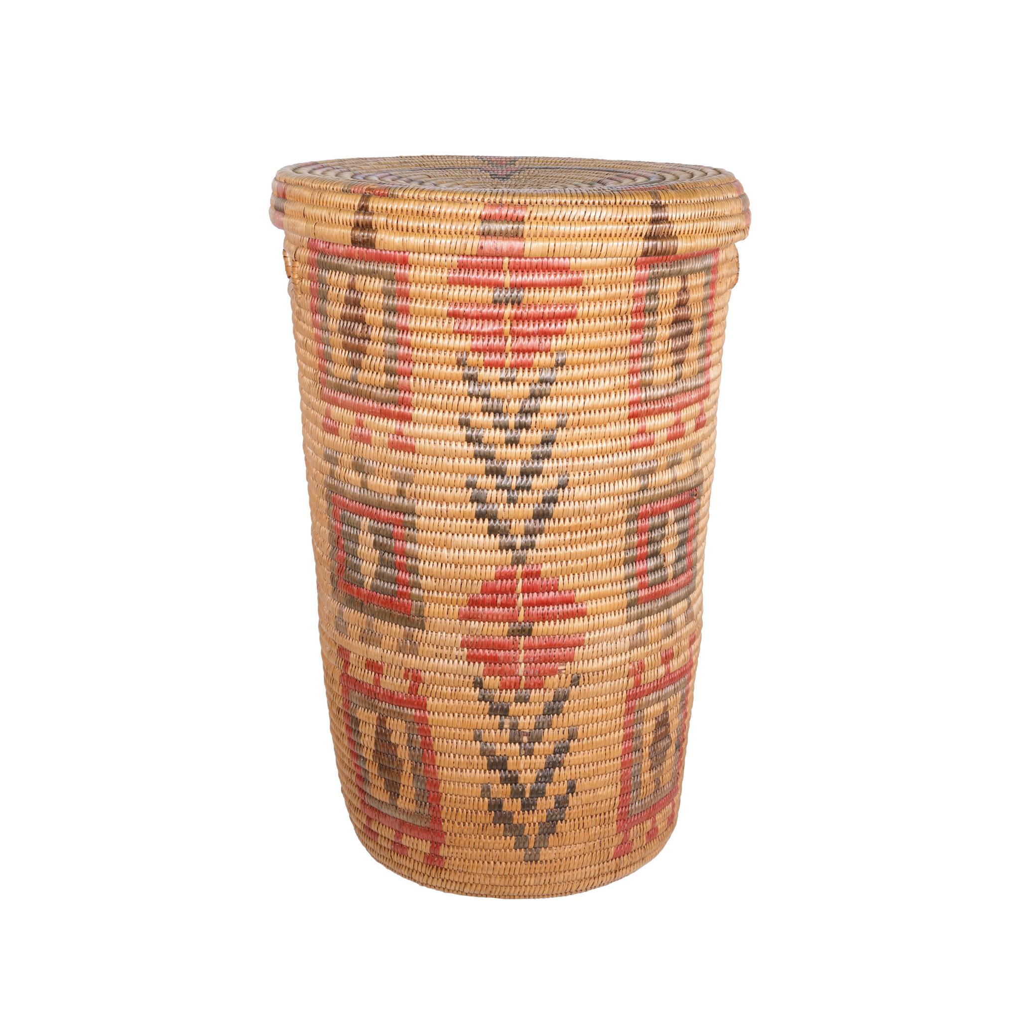 Native American Jicarilla Apache Lidded Basket For Sale