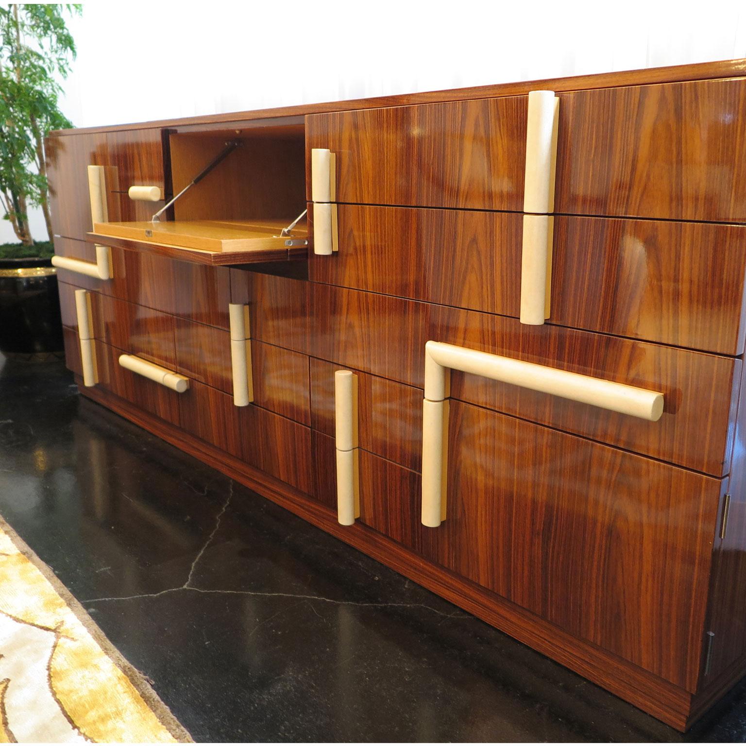 20th Century Mid-Century Modern Puzzle Sideboard in Rosewood with Parchment Handles