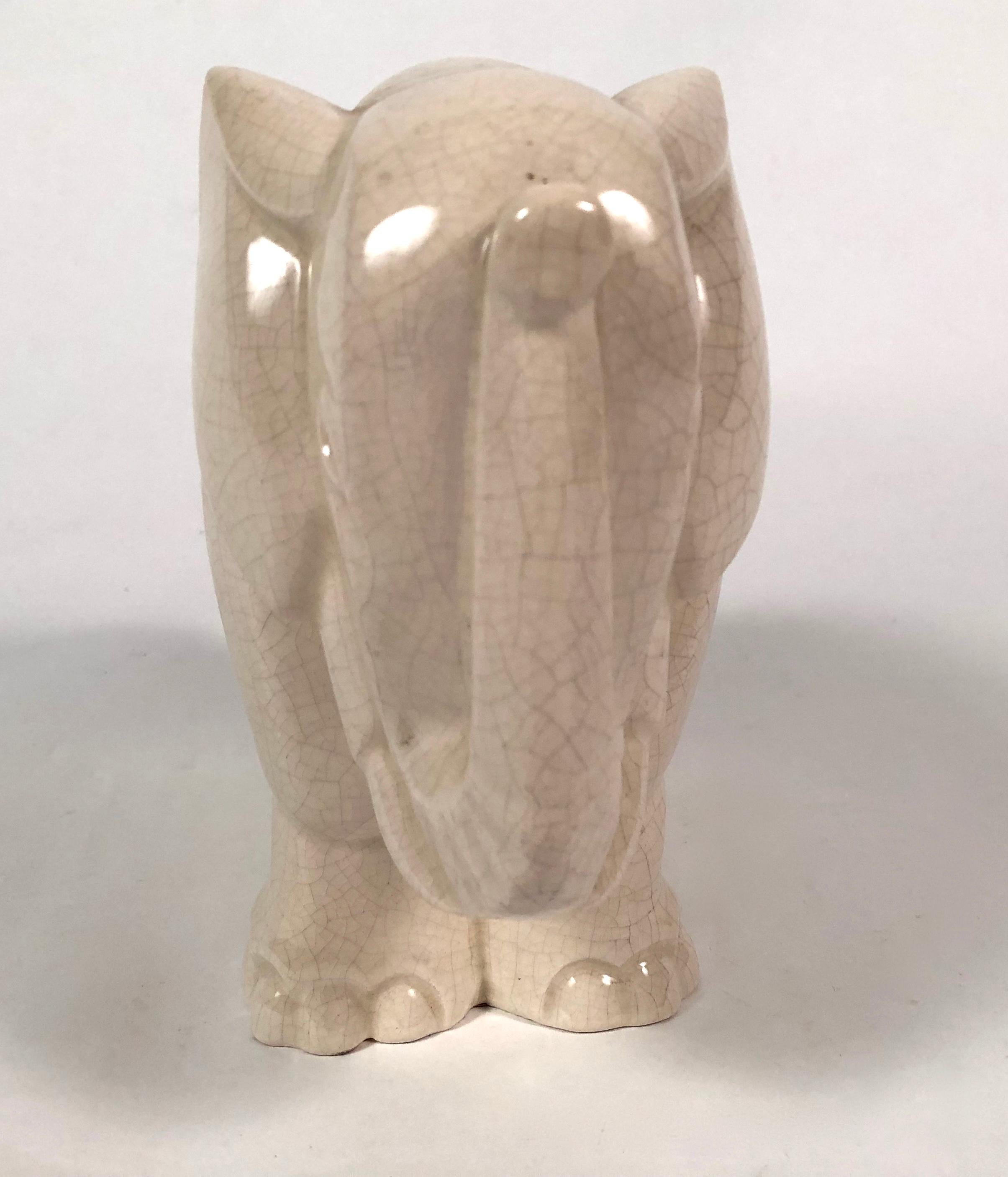 Cast Art Deco Ceramic Elephant Sculpture