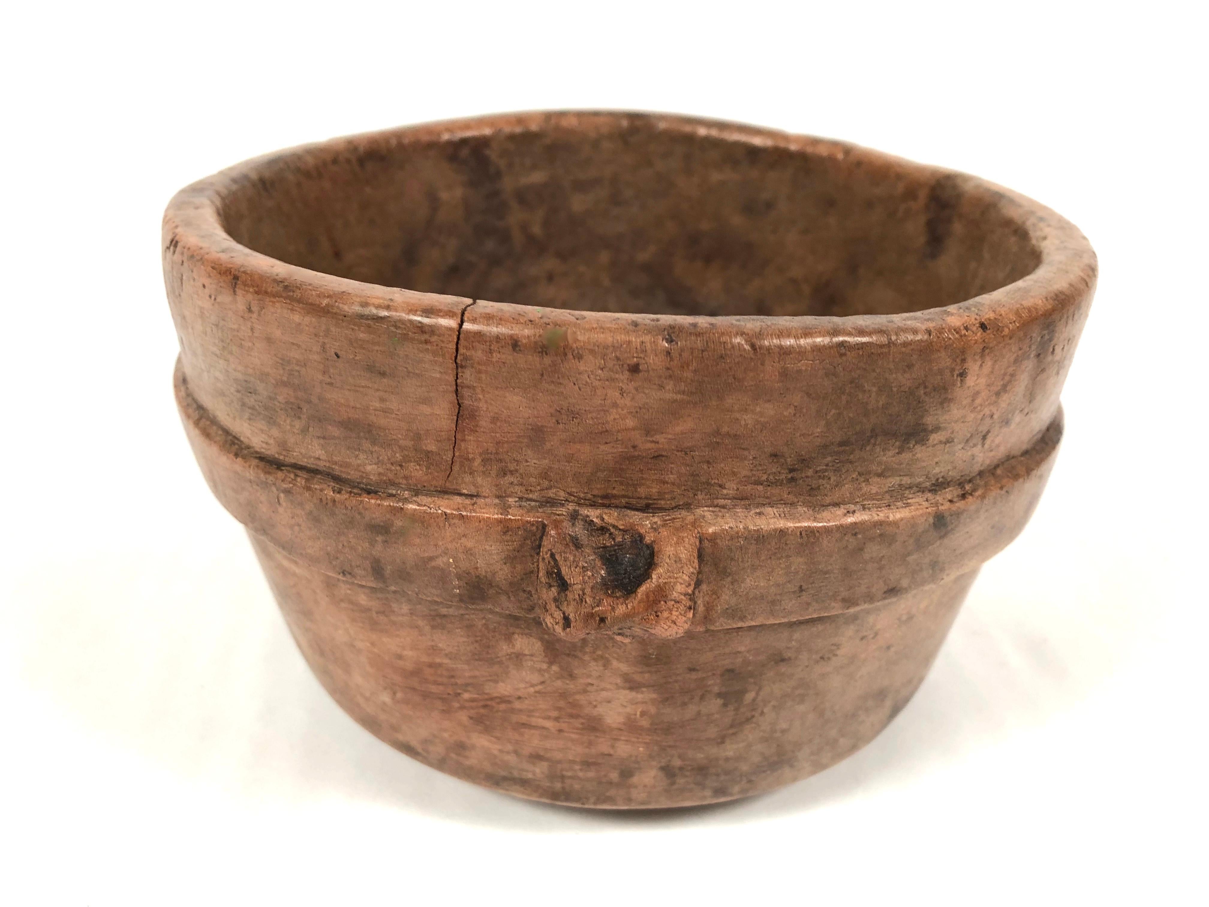Hand-Carved Early Primitive Carved Wood Bowl