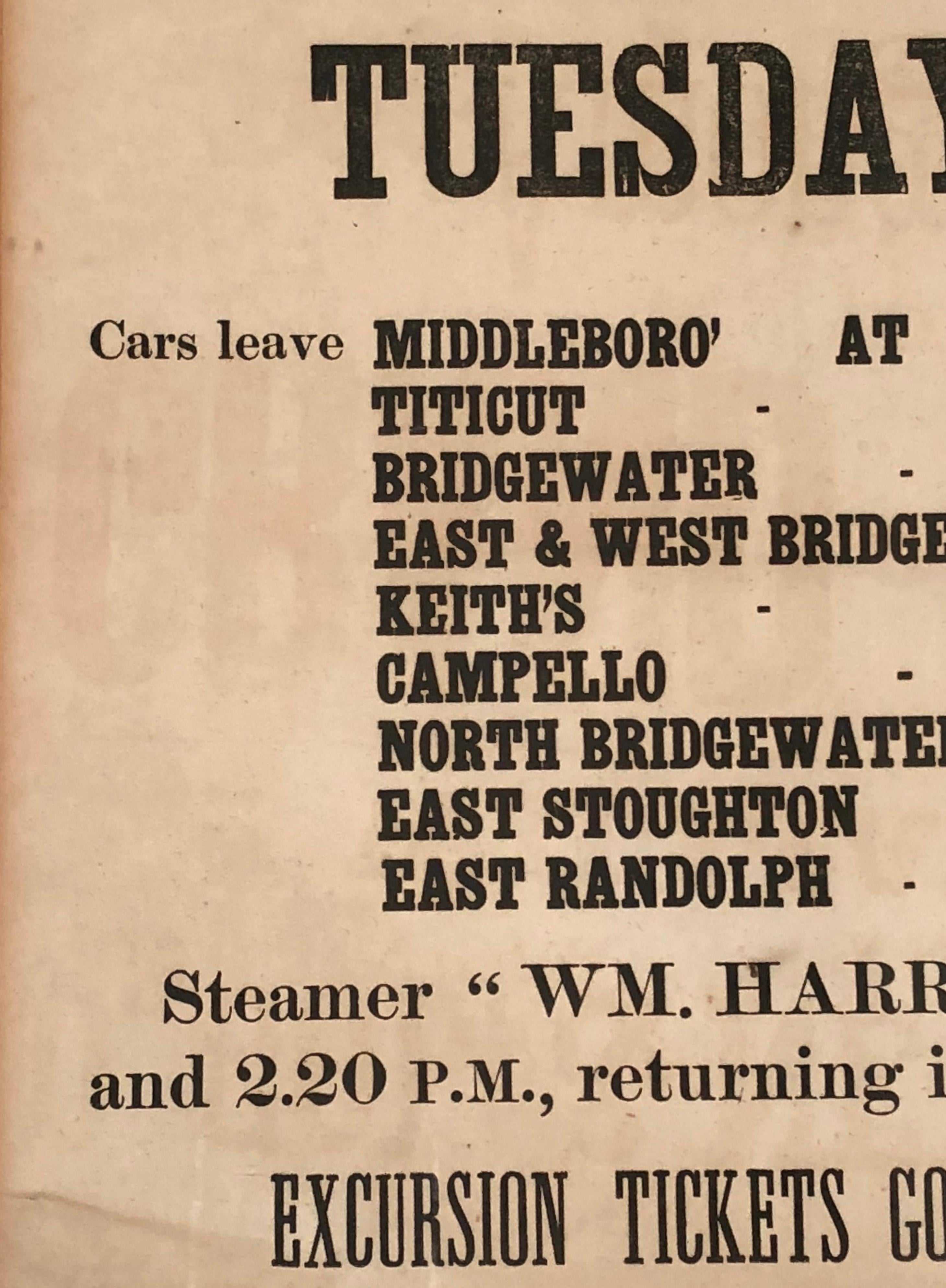 Other 1868 Boston Harbor Island Cruise Broadside Poster