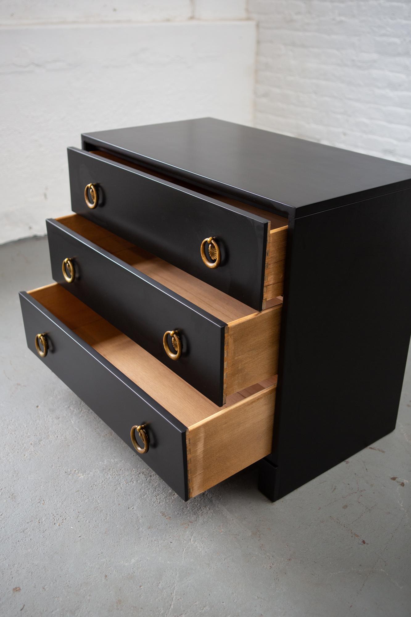 American Midcentury Black Lacquered Chest of Drawers