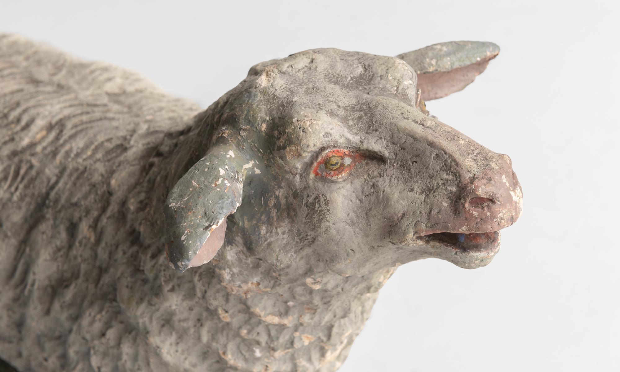 Cast Plaster Sculpture of Sheep, circa 1950