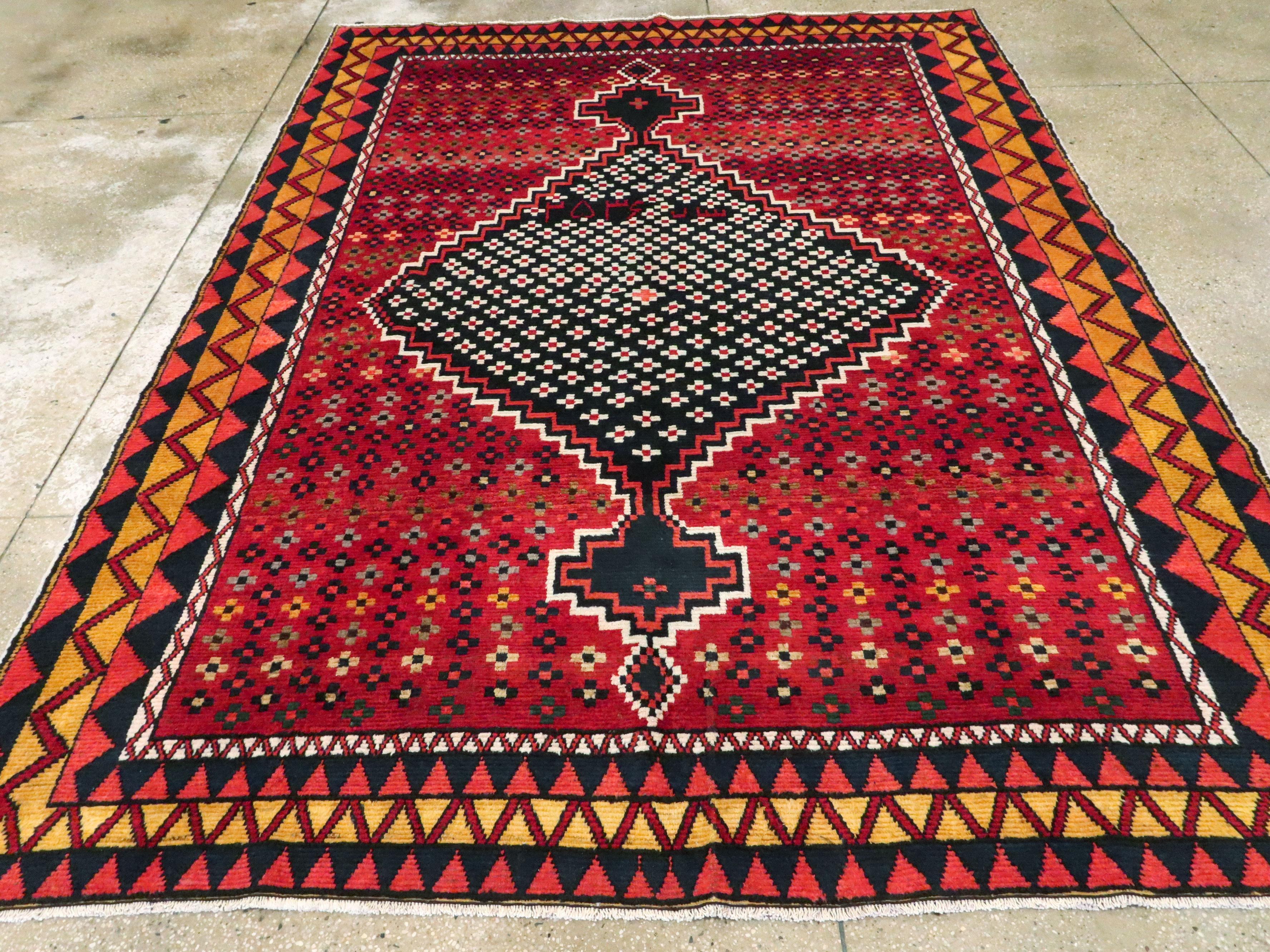 Vintage Persian Gabbeh Rug In Excellent Condition For Sale In New York, NY