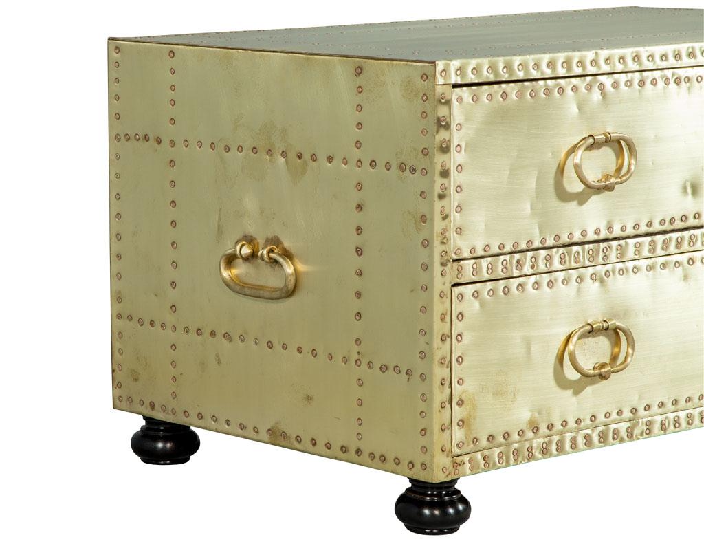 Spanish Vintage Brass Chest Side Table