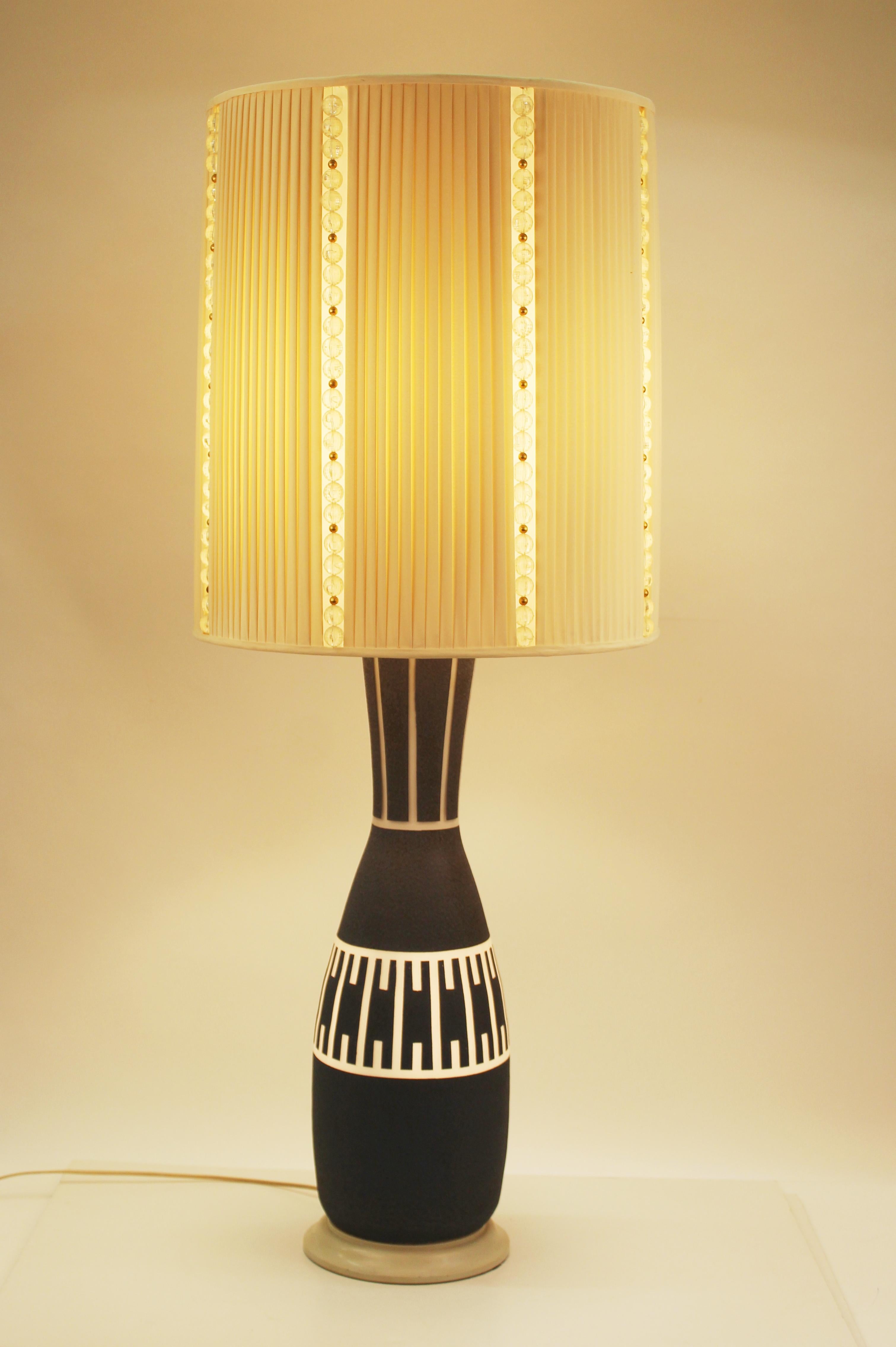 American Mid-Century Modern Table Lamps with Illuminated Base in Blue and Milk Glass