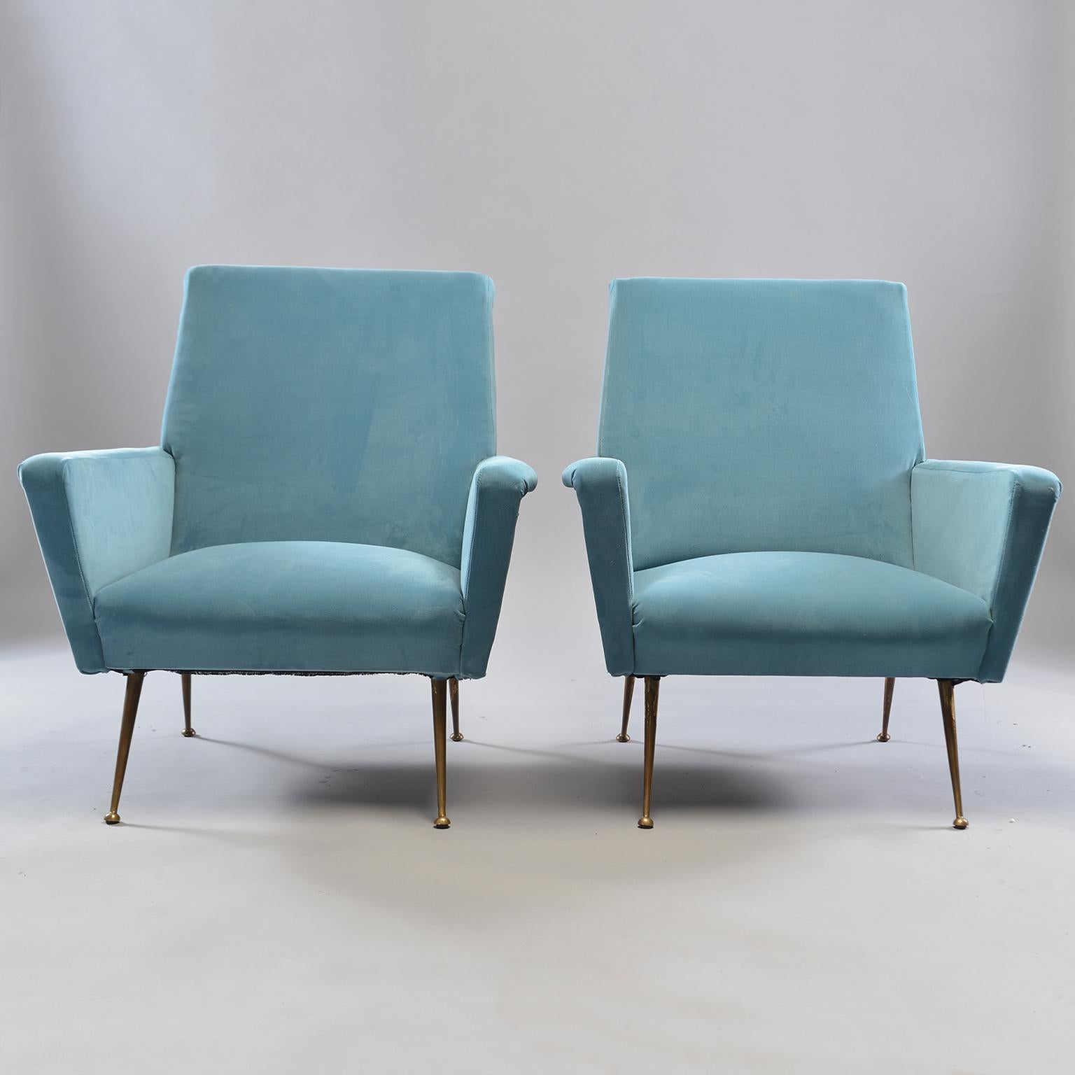 20th Century Pair of Midcentury Italian Armchairs with New Upholstery